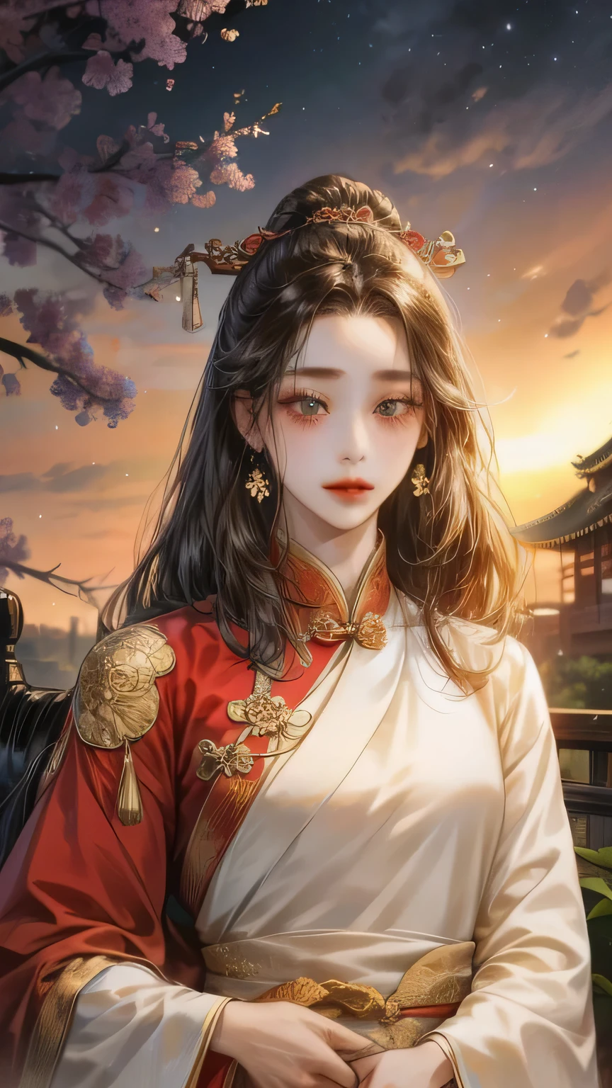 male and female couple, Wearing Hanfu costume, ancient chinese dress, romantic, Romance, cute