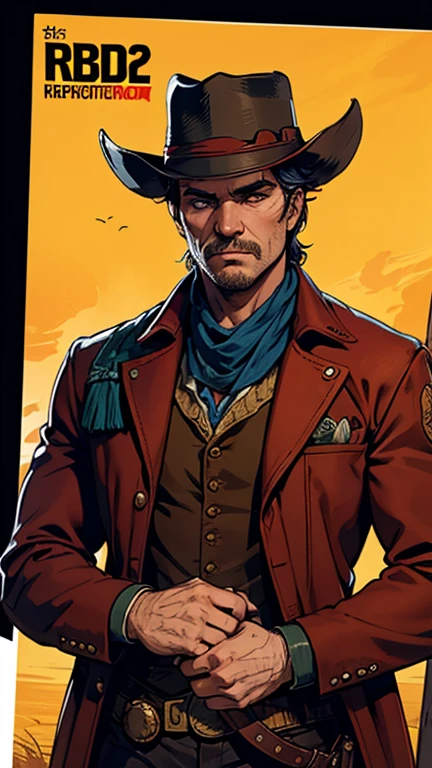 Araf Morgan em uma roupa de cowboy segurando uma arma em uma revista, Arthur Morgan, morto vermelho redemption 2, morto vermelho redemption2, mod rdr 2, in morto vermelho redemption 2, uvarredura de alta qualidade, RDR2, varredura de alta qualidade, [ morto vermelho ], velho Oeste, trump in RDR2, retrato de corpo inteiro de um guarda florestal, Direction: Morgan Russell, roupas ocidentais