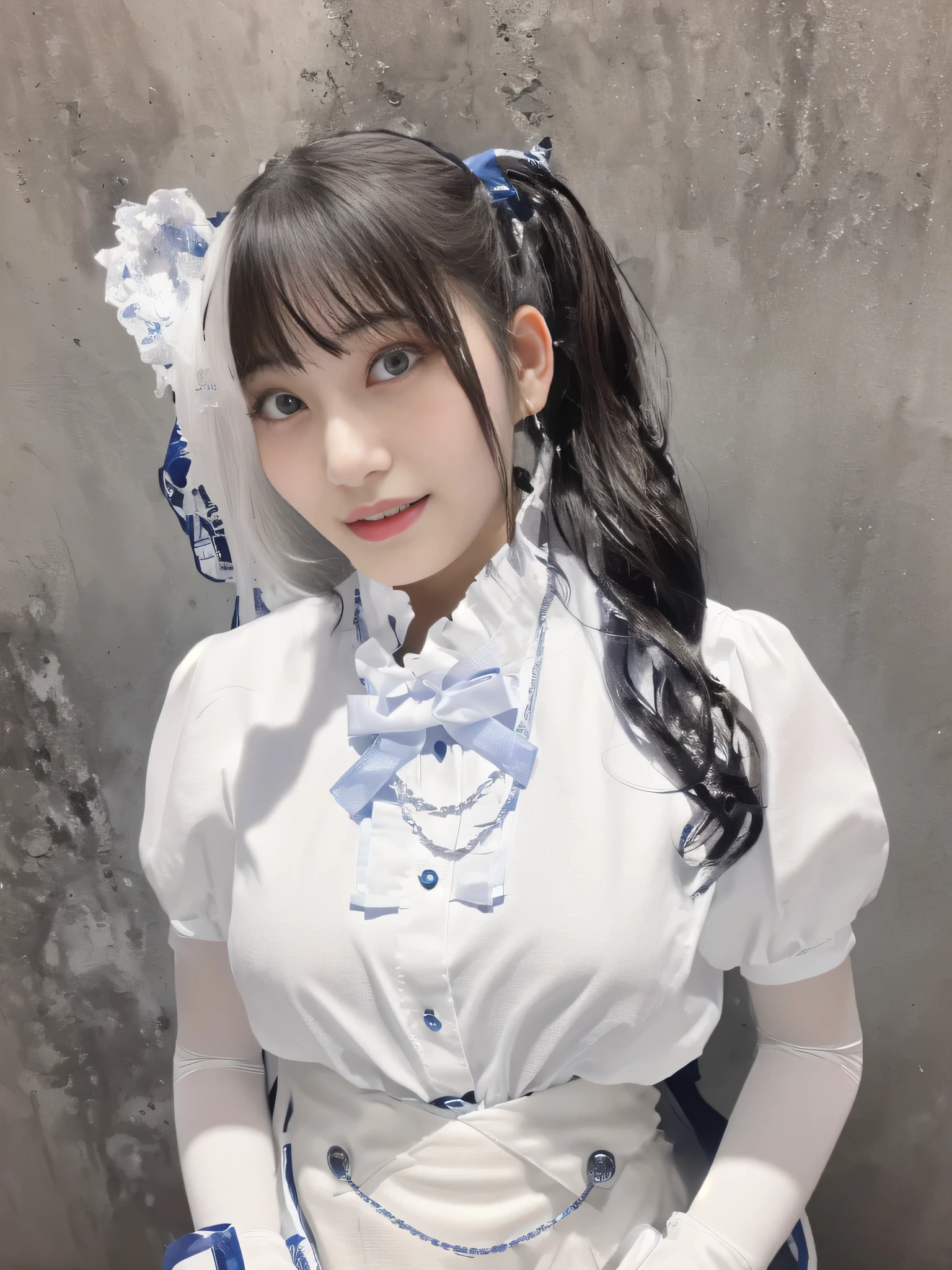 A woman from Araffe wearing a white shirt and brown skirt poses for a photo, Hole in the Motto, Twin tails white_gloves, Chiho, Yoshitomo Nara, narumi kakinouchi, deayami kojima, by Ayami Kojima, sakimimichan, harumi, Ayami Kojima Amano