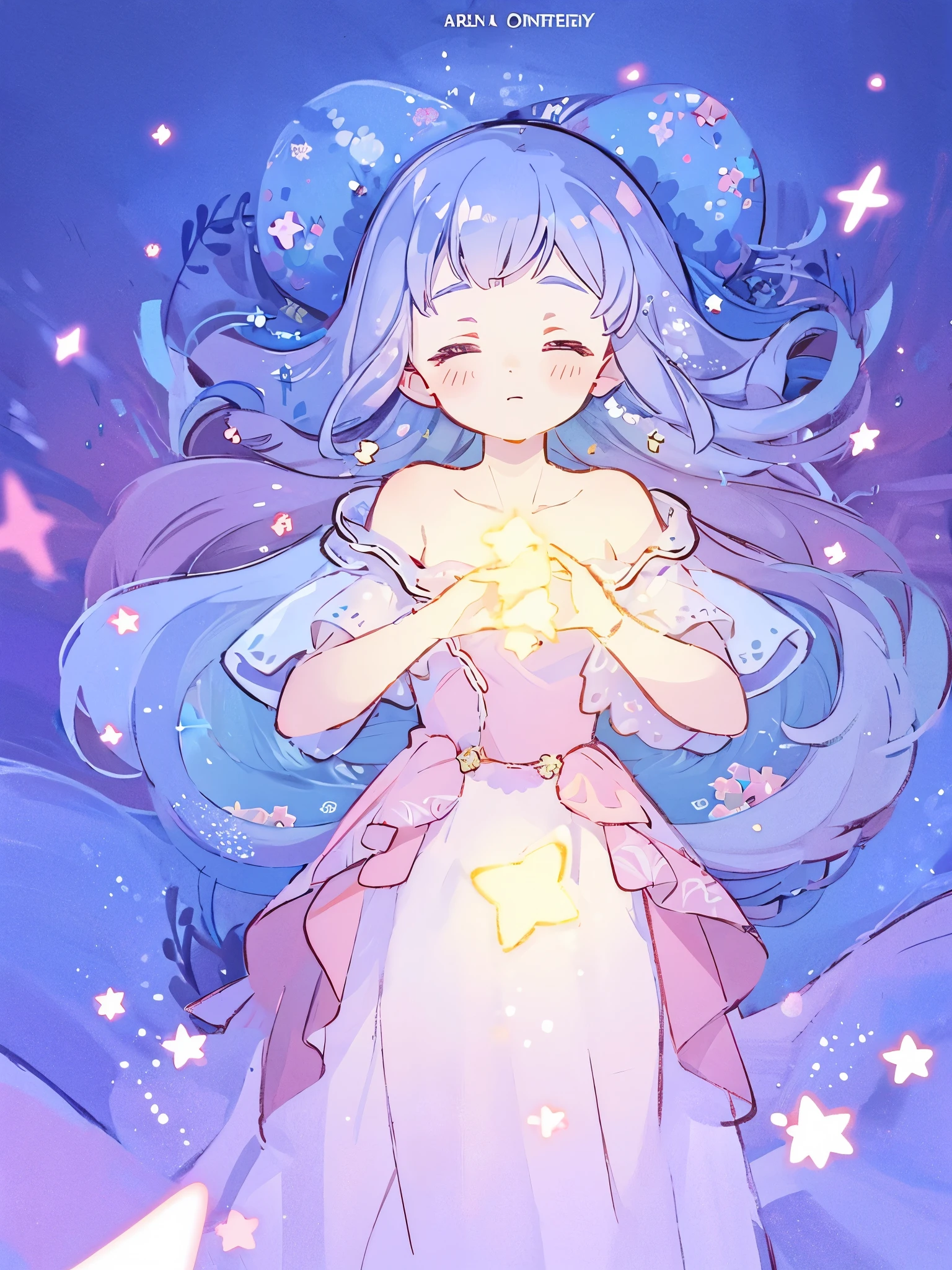 complex background, wishing star background, a woman wearing an ethereal mystical pink translucent dress that reflects the stars, perfume promo art, mystic, complex drawing, highly detailed, Covergirl brand, promo art, artistic rendition, ethereal, starry night, midjourney style