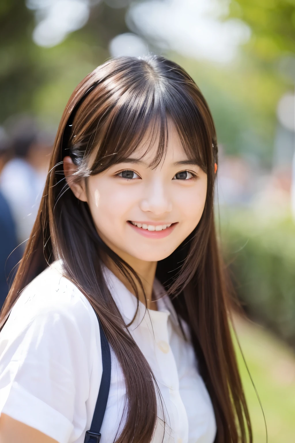 アイドルのようにvery cute、Cute and adorable、Young Faceに見える20歳の少女, Young Face、very cute、A kind smile I feel like I'm about to cry and my eyes are watering with tears、In underwear、Walking on urban sidewalks、Full body portrait、Whole body、 Natural light、Accurate、Anatomically correct、Textured skin、Super detailed、 Attention to detail、highest quality、High resolution、Genuine、realism、RAW Photos、Genuine、masterpiece
