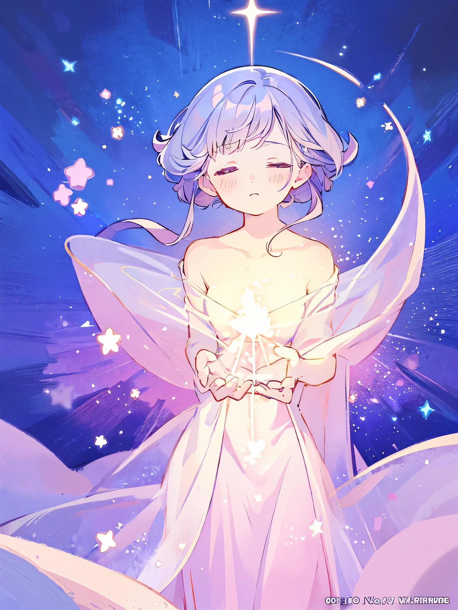 complex background, wishing star background, a woman wearing an ethereal mystical pink translucent dress that reflects the stars, perfume promo art, mystic, complex drawing, highly detailed, Covergirl brand, promo art, artistic rendition, ethereal, starry night, midjourney style