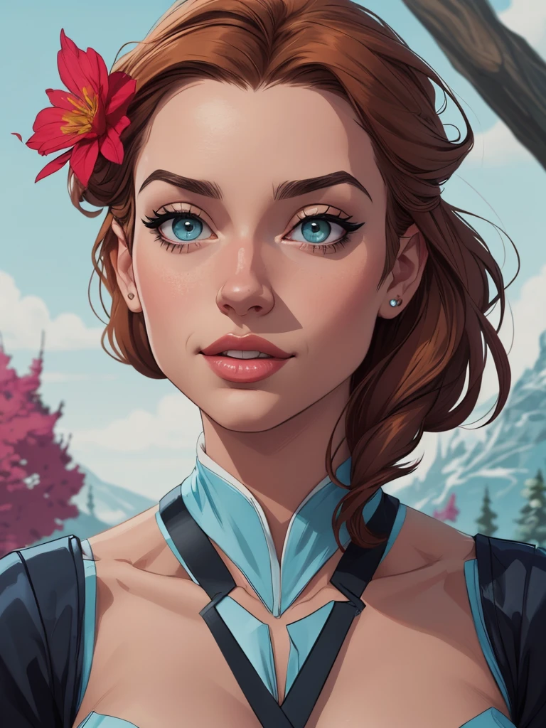 Personagem mulher estilo atompunk Fiona rainha Anna de Arendelle com marcas de guerras Imagem de desenho animado de uma mulher .Ilustra??o estilo desenho animado, estilo de arte dos desenhos animados, estilo de arte dos desenhos animados, digital illustration style, estilo atompunk design de personagens altamente detalhado, arte digital detalhada coragem, Forest fan art, Design de personagens de retrato, beautiful digital illustration, retrato de alta qualidade, Arte em quadrinhos, mulher jovem cabelo com transas lindas . Queen Anna of ArendelleBeautiful lined eyes Medium large bust and wonderful sexy clothes. image expression of sexual desire from waist to head illustration Queen Anne of Arendelle atompunk style Fallout 4 style pose a close-up of a woman with a flower in her hair, obras de arte no estilo de guweiz, extremely detailed digite germe, digite germe. alto detalhe, style digite germe, digite germe. anime illustration, digite germe portrait, even model | digite germe, digite germe and rossdraws playboy 