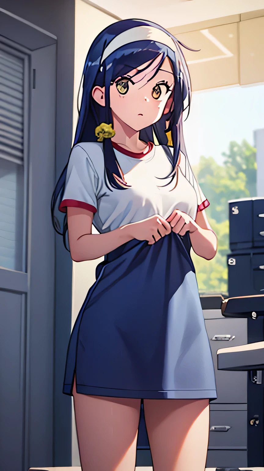 ((masterpiece)), ((best quality)), ((4K)), girl, lift shirts, pinch shirts