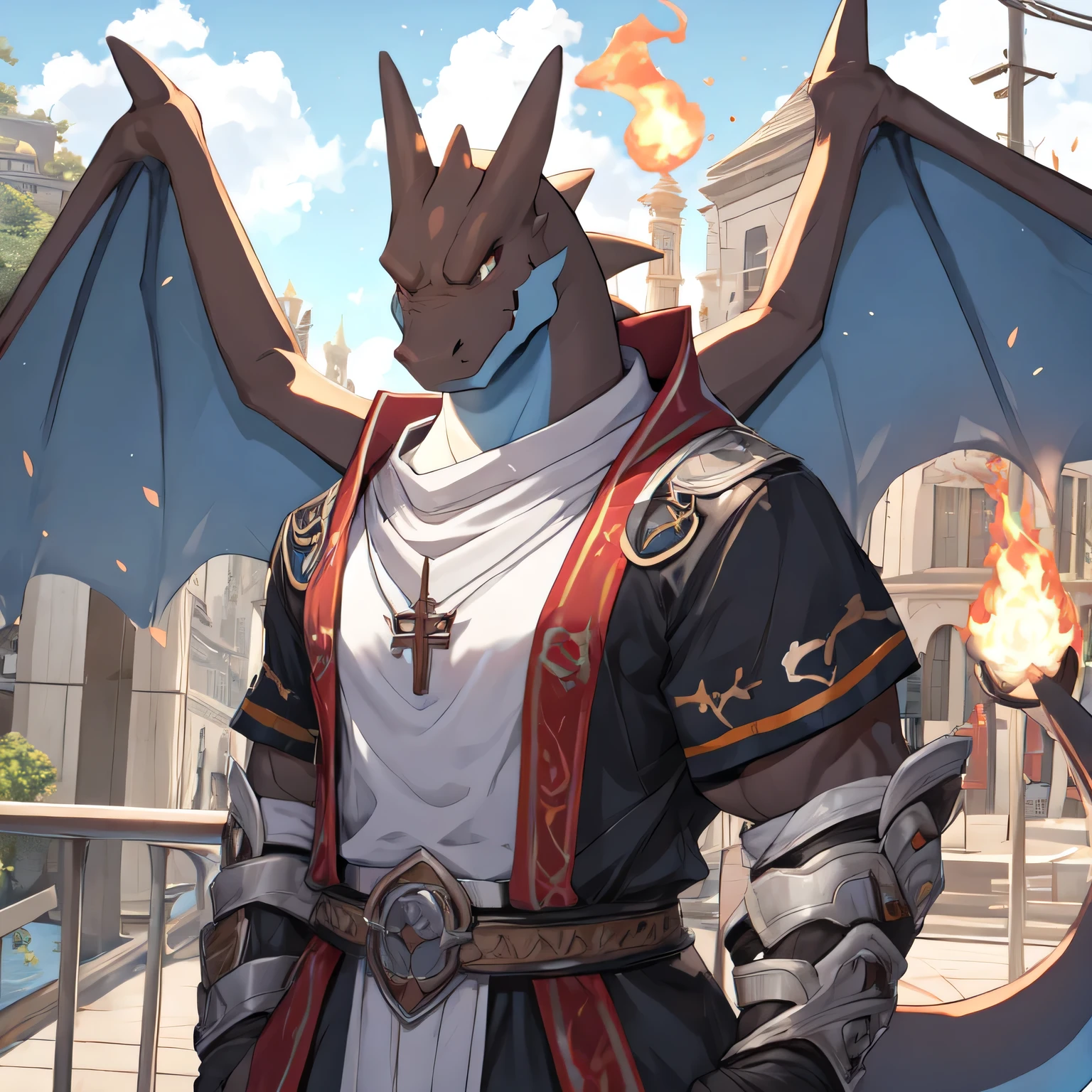 Mega Charizard X Thin macho dark blueを
priest clothin one person