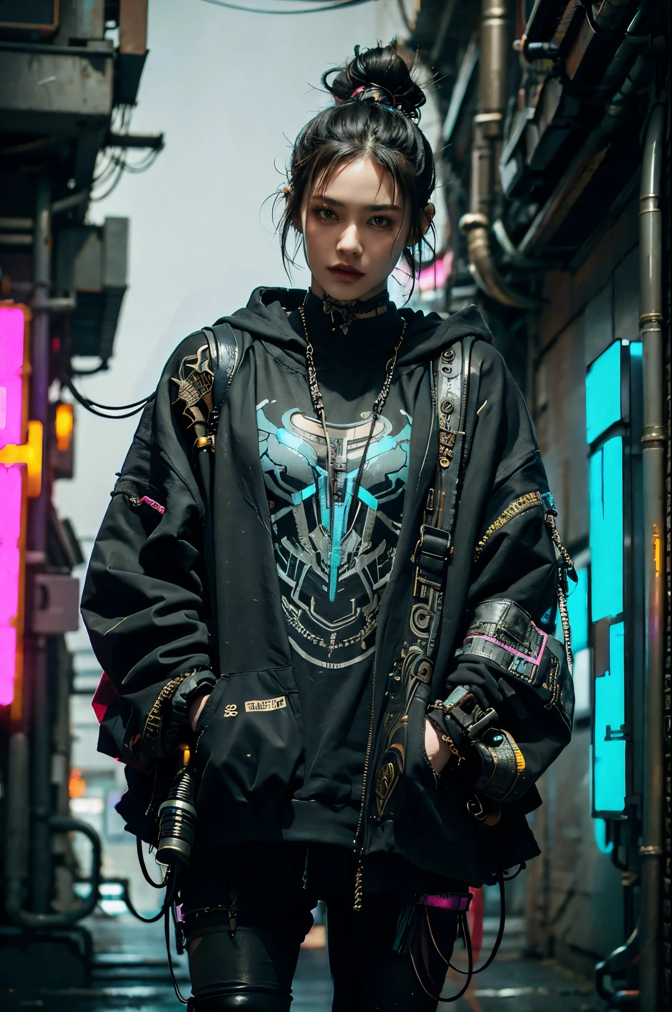 Wear cyberpunk intricate streetwear, The beautiful, girl,