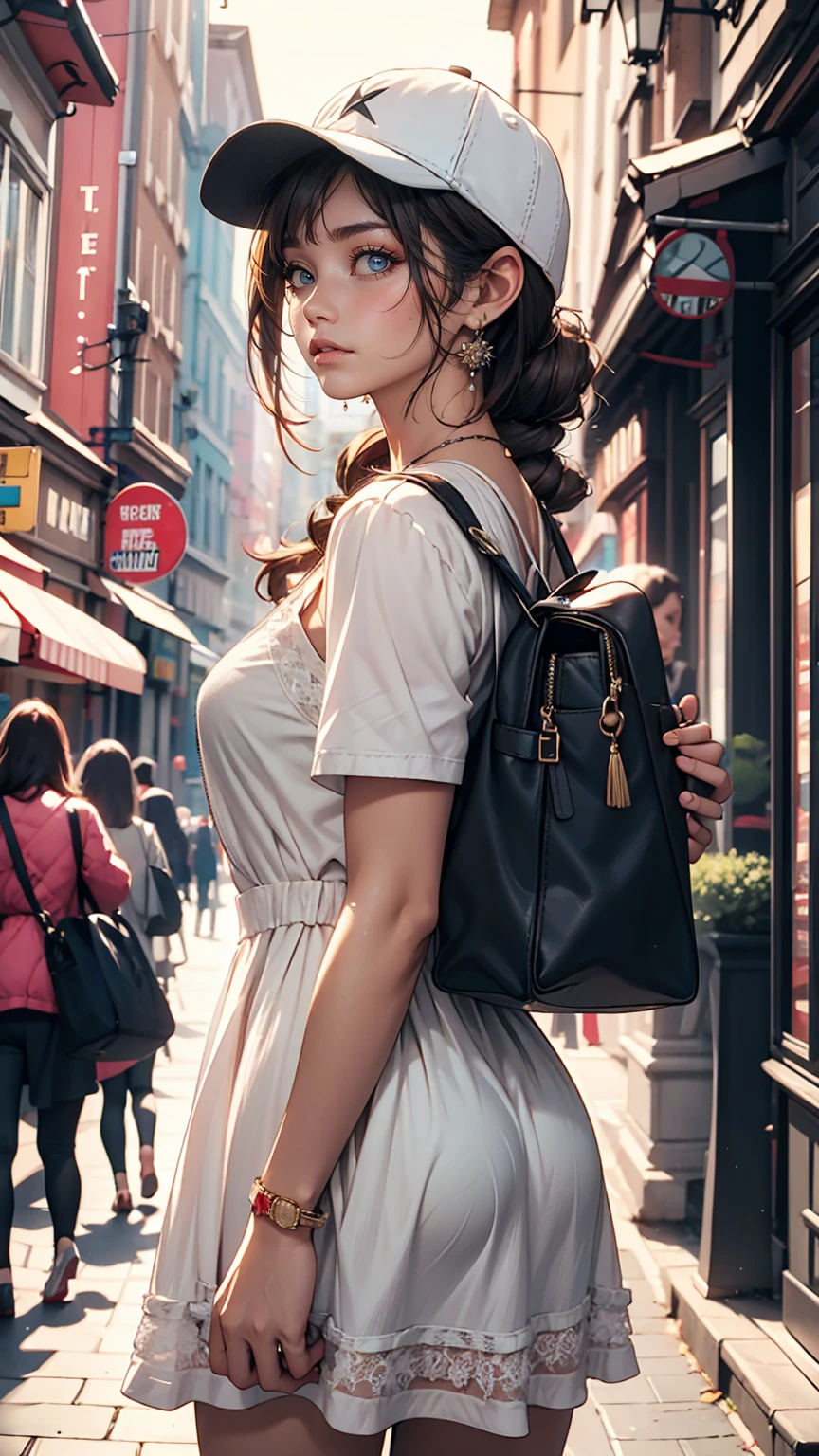 ＴStrap Bag((T-strap back))Wear a dress、Updo hairstyle