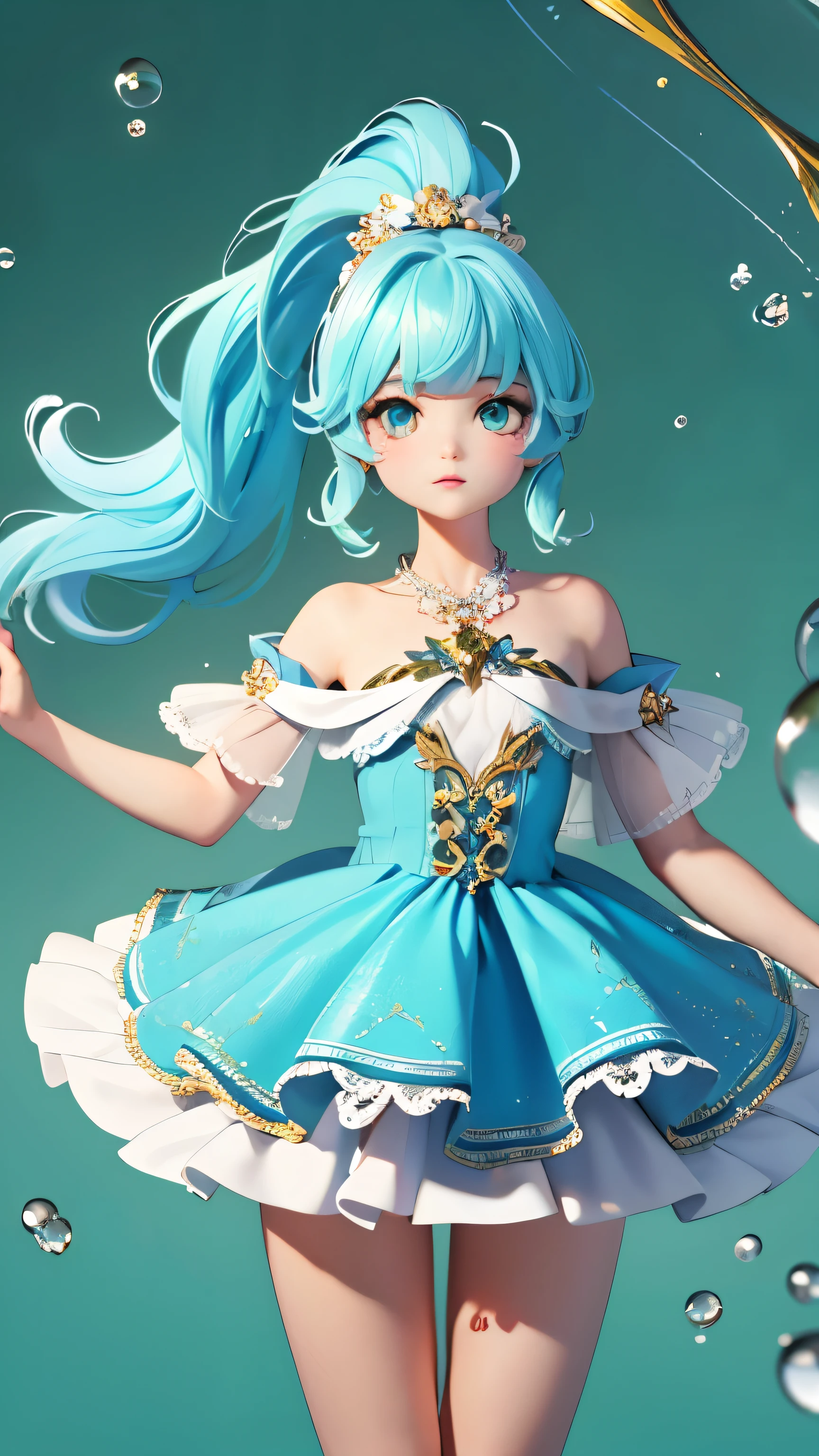 (masterpiece), (highest quality), (Super detailed), (Disheveled Hair), (figure), (One Girl),Small Bust,, (Fashionable clothes), Are standing, Fashion Model, Beholder, (interview), (Simple Background), Beautiful and beautiful eyes, Delicate and beautiful face, floating, (High chroma), (Colorful Splash), Colorful Bubbles, (Shine), Focus on the face, ponytail, Light blue hair, bangs, Hair Ring, floating Flowers, floating Hairs, (The Shining), Best lighting, Best Shadow,Completely naked,topless,