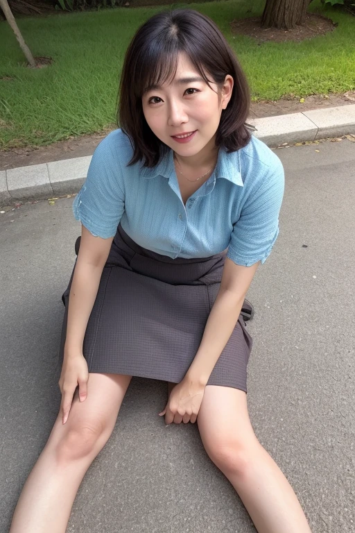 (top-quality, masterpiece,photo realistic,ultra-detailed,Textured skin:1.2),(from above), break (crawling position),(1 girl),
break (mini skirt),(shirts),
break (japanese mature woman),(45 years old),
break (natural hair style),natural eyeblow,smile,