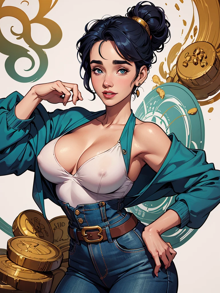 Com um dragão Ennifer Connelly, very long to the waist and half curly with bangs, seios pequenos, olhos grandes com um brilho apaixonado, olhos verdes mel, Um lindo sorriso, vestindo uma camiseta preta longa com um terno feminino verde e jeans, in a serious and sweet comic-style pose, alta qualidade Jennifer Connelly personagem mulher estilo Jennifer Connelly com marcas de guerras Imagem de desenho animado de uma mulher .Ilustra??o estilo desenho animado, estilo de arte dos desenhos animados, estilo de arte dos desenhos animados, digital illustration style, estilo atompunk projeto de pessoaagens altamente detalhado, arte digital detalhada coragem, Forest fan art, Design de personagens de retrato, beautiful digital illustration, retrato de alta qualidade, Arte em quadrinhos, mulher jovem cabelo com transas lindas . Queen Anna by Jennifer Connelly lined eyes Medium large bust and wonderful sexy clothes. image expression of sexual desire from waist to head illustration Queen Anne of Arendelle atompunk style Fallout 4 style pose playboy magazine sensual witch Character cartoon style facial expression happy beautiful smile and six medium small portrait mode waist up with lots of gold around her other stones portrait precious mode waist up queen of the south Jennifer Connelly GTA scenery dominatrix gold coins chest with jewelry with her boyfriend, um homem com barba preta, armado com um estilo militar, Jennifer Connelly Turnaround sheet Creates multiple images in different poses of the same cartoon character:1.2), Woman from Southern Brazil Drawing Art Gaucho Artline white background woman Cartoon image of a woman , roupas sensuais , garota Personagens GTA estilo artgerm femininas Yvonne Strahovski estilo de desenho garota,, pequeno, shy, bunda grande, catholic nun outfit , dynamic pose, Quente, soft or colored lips, fundo simples, perfect hands, anatomia perfeita, Apoie-se no estilo cartoon de Jennifer Connelly