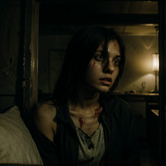 Lone girl, scared, zombie apocalypse,
