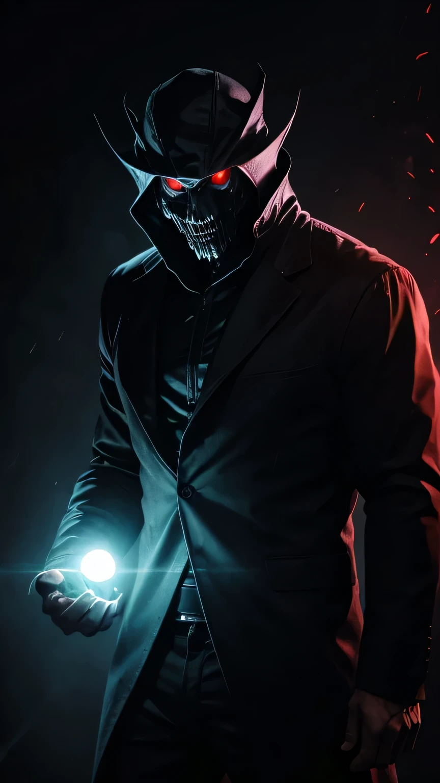 A scary man with glowing eyes