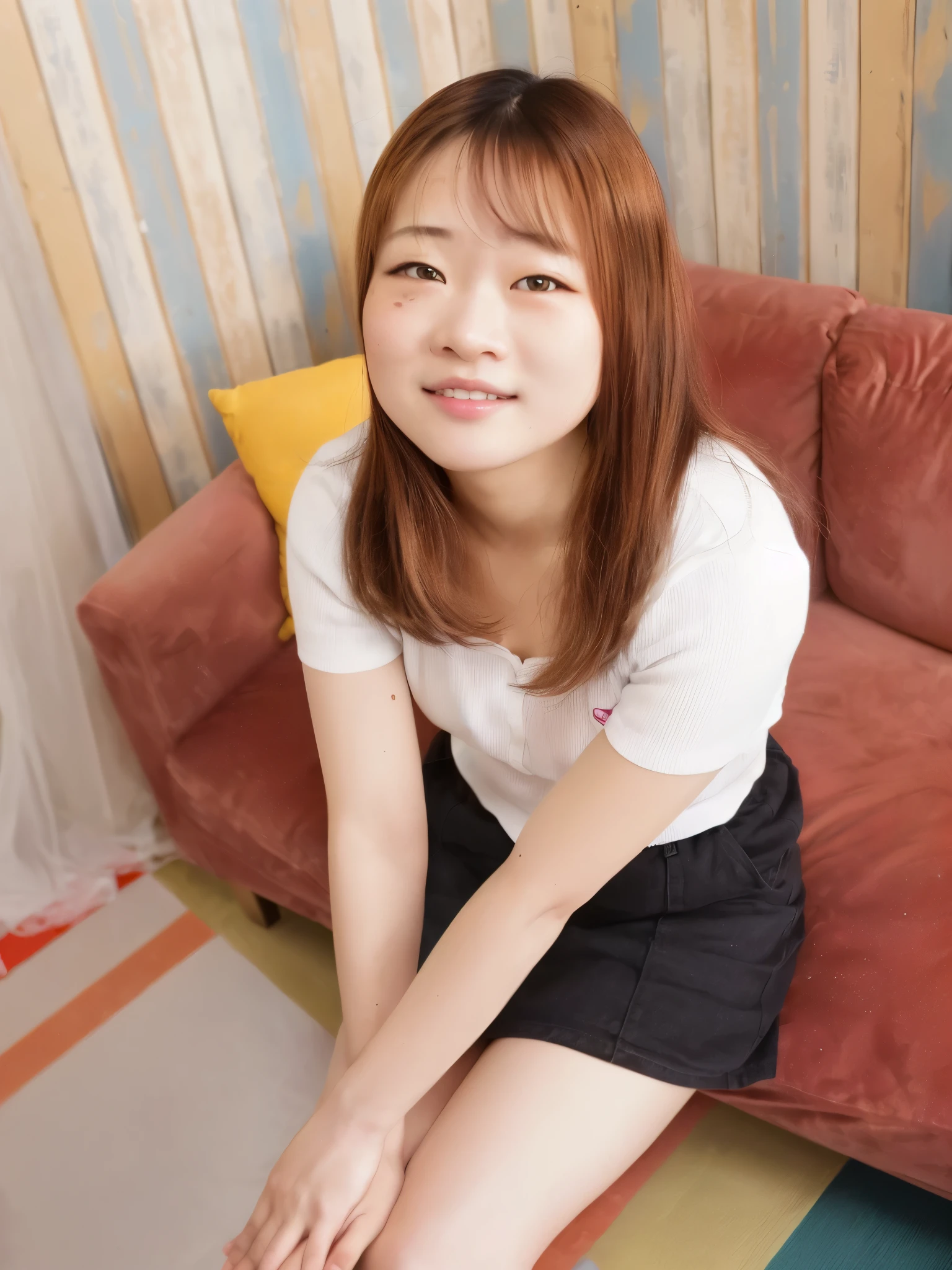 there is a woman sitting on a couch with a remote control, chiho, taken with canon 8 0 d, taken with canon eos 5 d mark iv, taken with canon eos 5 d, of a youthful japanese girl, taken with canon 5d mk4, narumi kakinouchi, nishimiya shouko, harumi, young cute wan asian face