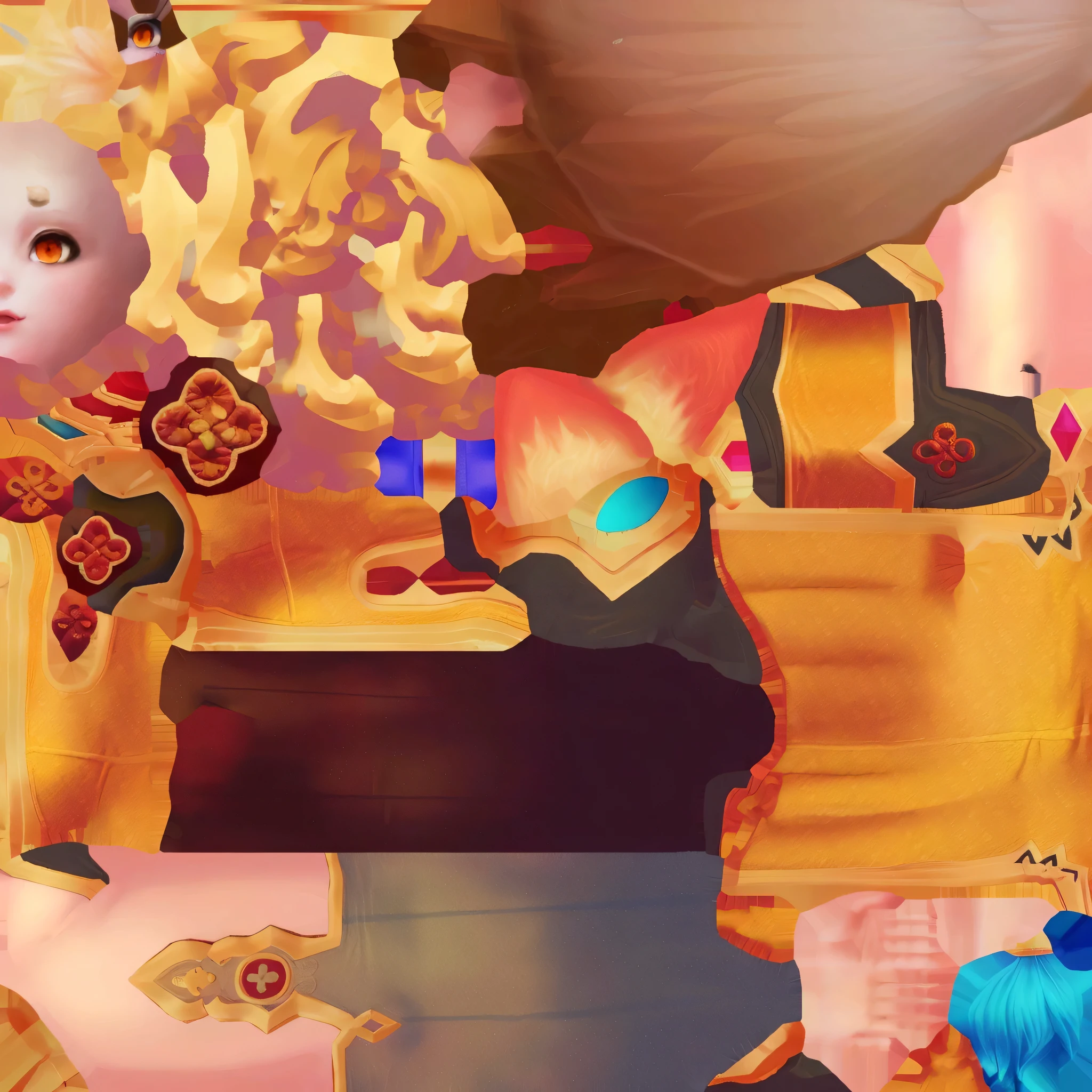 there is a cartoon picture of a woman and a cat, onmyoji detailed art, artwork in the style of guweiz, low detailed. digital painting, stylized digital art, digital painting | intricate, digital collage, baroque digital painting, game art, glitched fantasy painting, detailed digital anime art, 8k high quality detailed art