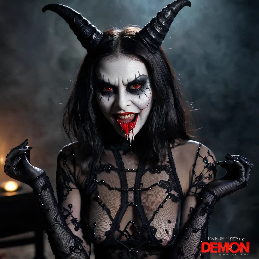 Undead sinner on her knees sucks demon's cock, forced oral sex, (mouth rape:1.3), Sexual violence, hand on her head, holds her by the hair, (traces of beatings on her body:1.2), torn clothes, Sexual slavery, hellish torment