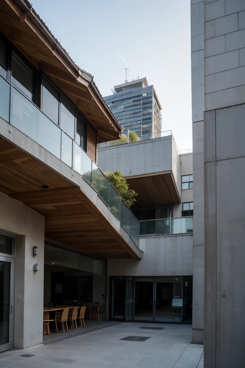 Architectural project of a pabeyon plus a central tower that has overhangs, terrazas, interaction spaces, with full and empty, everything that the project looks harmonious and unified with 9 floors and with a skin of an enclosure that returns to both volumes