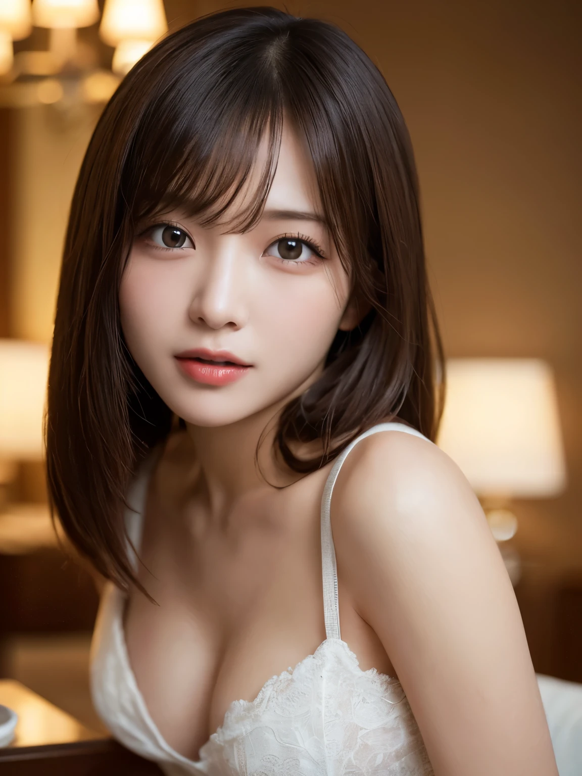 Tabletop, highest quality, figure, Super detailed, In detail, High resolution, 8k wallpaper, Perfect dynamic composition, Beautiful fine details , Hotel(but), Sexy Face,A face of ecstasy,The face at the peak of sexual arousal,Sex-excited face