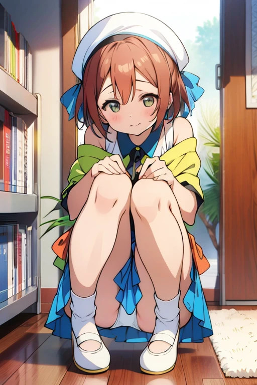 Begging pose,looking at the camera,mini skirt,NSFW,WhiteUnderwear