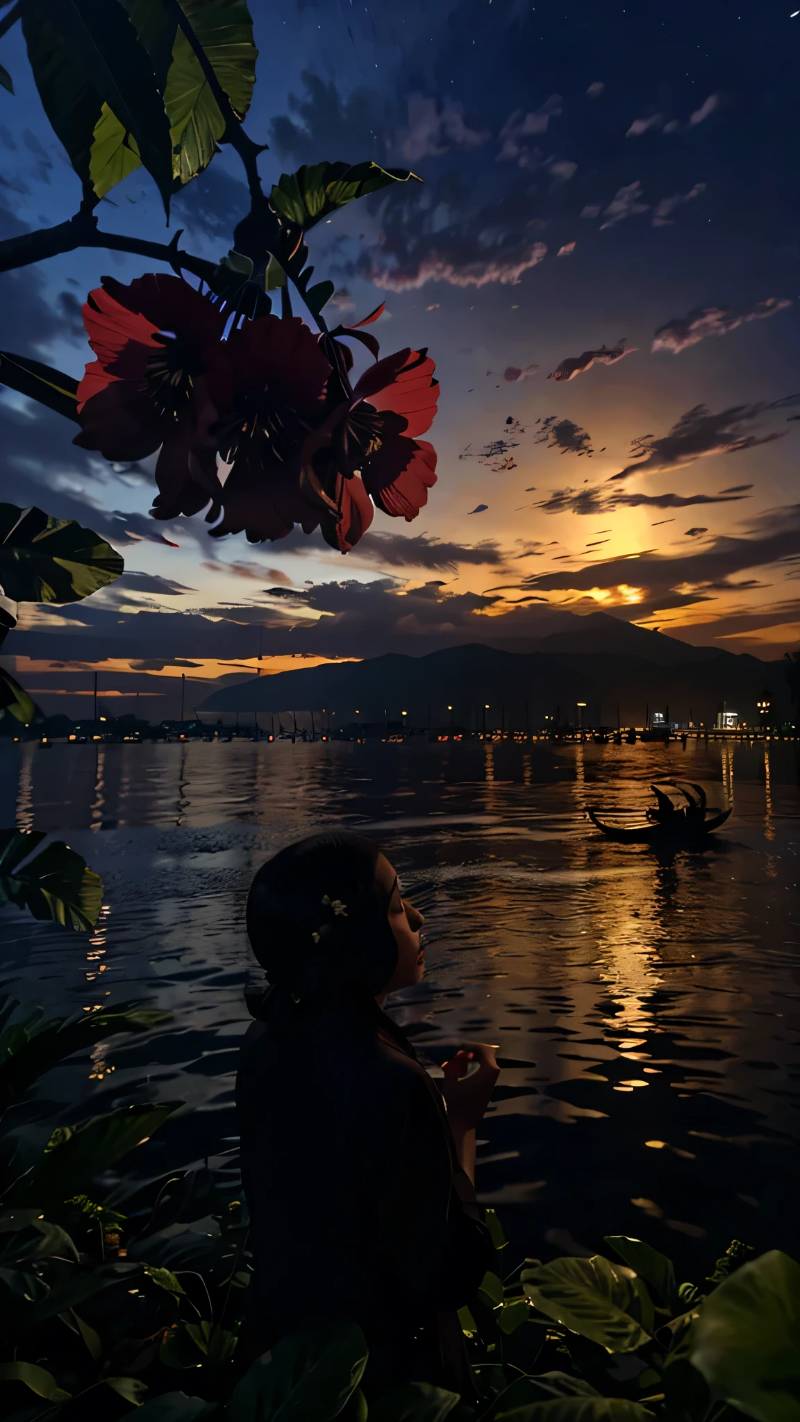 A silent scene during night time in the Philippines where dama de noche can be seen blooming in nature.