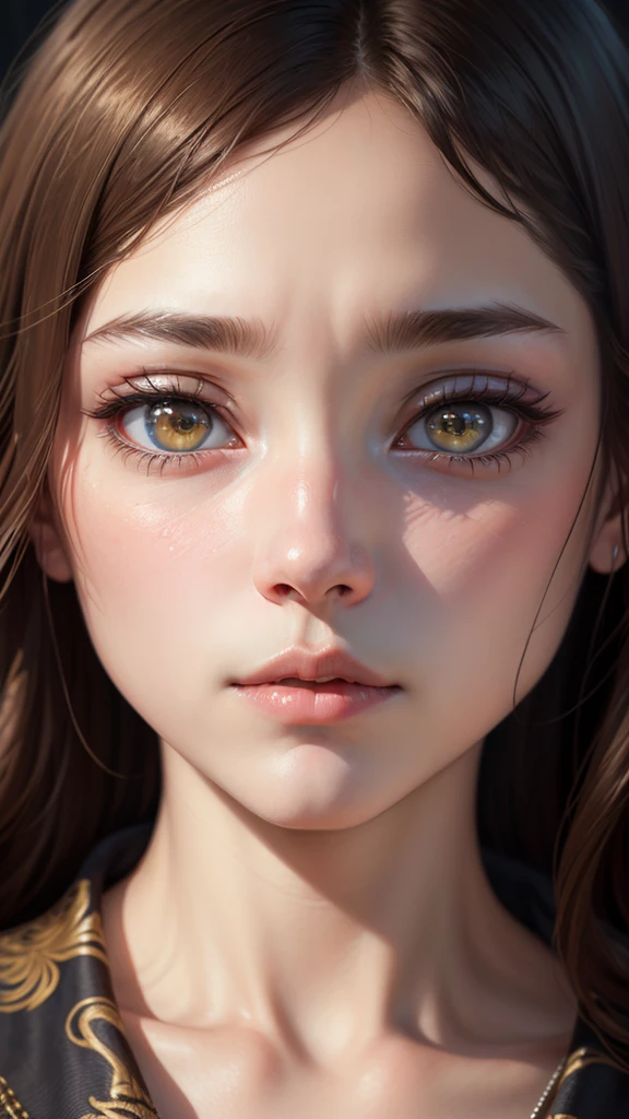 ((top-quality、8k、​masterpiece:1.3)), ((Front face))、CG、Detailed eyes、perfect fingers、sadness、Symmetrical pupils、tthin eyebrows、adult lady