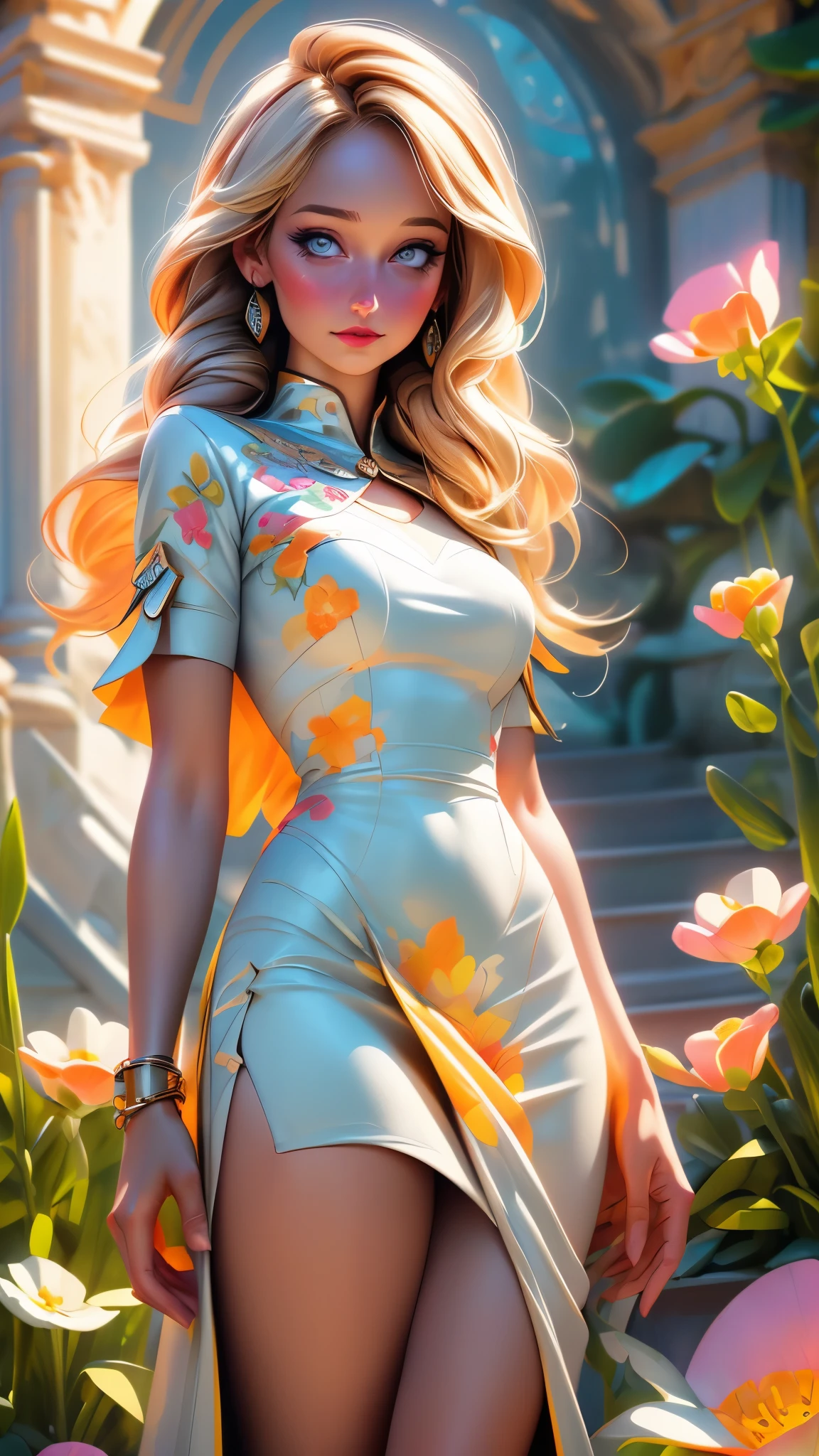 (best quality,4k,8k,highres,masterpiece:1.2),ultra-detailed,(best quality,realistic:1.2), LeeleeSobieski, lovely woman,field of poppy flowers,sheer yellow floral print summer dress,sunset,play,joy,beauty,harmony,portrait,soft lighting,vibrant colors, HDR, 8k, absurdres, cinestill 800, sharp focus, add_detail:2, Ultra HD | | | ((Fullbody-shot)) add_detail:2 (1woman, solo)