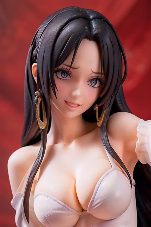 best quality, masterpiece, highly detailed,1girl, Boa Hancock, , (masterpiece:1.5), Detailed Photo, Smiling, Sexy, (8K, Best Quality: 1.4), (1girl), Beautiful Face, (anime realistic Face), (Black Hair, long Hair: 1.3), Beautiful Hairstyle, Realistic eyes, beautiful detail eyes, (white skin), beautiful skin, absurd, attractive, ultra high resolution, ultra realistic, high definition, golden ratio, (sexually aroused:1.5), Pinkish white skin, cool white light, sexy pose, Beautiful , white background, pink soft white light, Wear a black bodycon dress