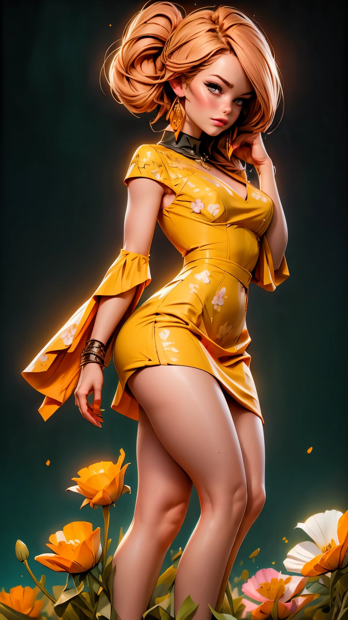 (best quality,4k,8k,highres,masterpiece:1.2),ultra-detailed,(best quality,realistic:1.2), lovely woman,field of poppy flowers,sheer yellow floral print summer dress,sunset,play,joy,beauty,harmony,portrait,soft lighting,vibrant colors, HDR, 8k, absurdres, cinestill 800, sharp focus, add_detail:2, Ultra HD | | | ((Fullbody-shot)) add_detail:2 (1woman, solo)