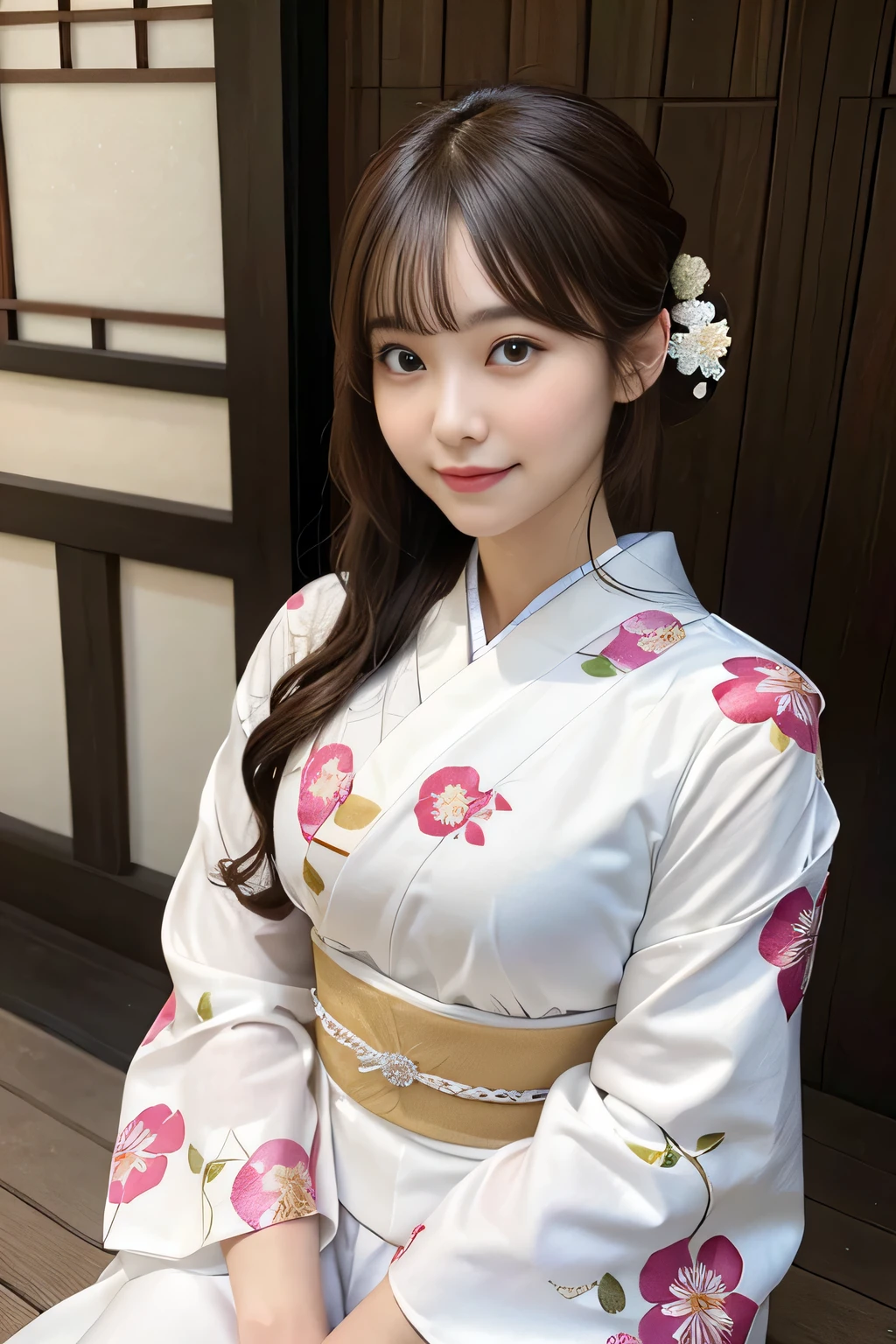 tits out、(Photorealsitic:1.4), (Top image quality:1.0), (超A high resolution:1.0), 8K, Raw photography, (masterpiece:0.2), (pureerosface_v1:0.5)、(Best Quality Detail:1.2)、realisitic、8K UHD、hight resolution、(1girl in:1.2)、The ultra-detailliert、High quality textures、intricate detaileicromini、thighs thighs thighs thighs、large full breasts、Wide open chest、detaileds、Very detailed CG、High quality shadows、Detail Beautiful delicate face、Detail Beautiful delicate eyes、depth of fields、Ray traching,1girl in, japanaese girl, Cute, slender, appearance々Kimono with design, Kimono with Japanese pattern,Floral scrunchie, Beautiful skin, Facing the front,Sit down, Sit upright and say thank you,Align your hands elegantly,Smile faintly The Land of Japan,Japanese garden,Luxury Japanese-style room, skyporn, Magic Hour, (Realistic:1.3), Finely detailed, quality, (masutepiece:1.2), (Photorealistic:1.2), (Best Quality), (Intricate details), Dramatic, Ray tracing, photograph, +Lola