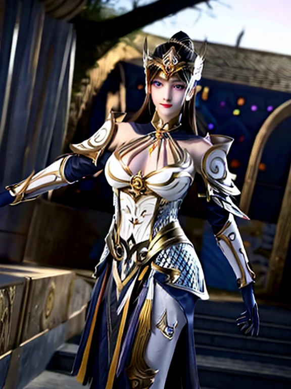 masterpiece、best quality、超high resolution、Realistic skin texture、Leather Armor、Bare breasts、Reality、high resolution、RAW photos、shiny skin、Realistic skin texture、Optimal lighting、shine、Dramatic Lighting、Dynamic poses、Greek temple background、Female warrior、Mysterious runes surround、arena、2 Girls、精致big eyes、Pink ribbon、Roman skirt、White Blonde Long Hair、High Ponytail、blue eyes、Clear eyes，look at the audience、 Large Breasts、、Smile、, Solitary, 2 Girls,  Pink Hair, Purple Eyes, short hair, Flowering, , Bikini, big eyes, , Black fishnet stockings,Make an action, 