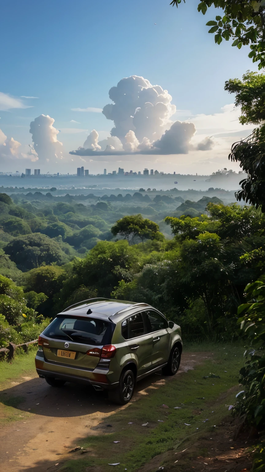 You'd like an image of a car on top of a dog, with a jungle in the background. The image should be visually stunning, and the name "Nitish Kumar" should be written at the top.
