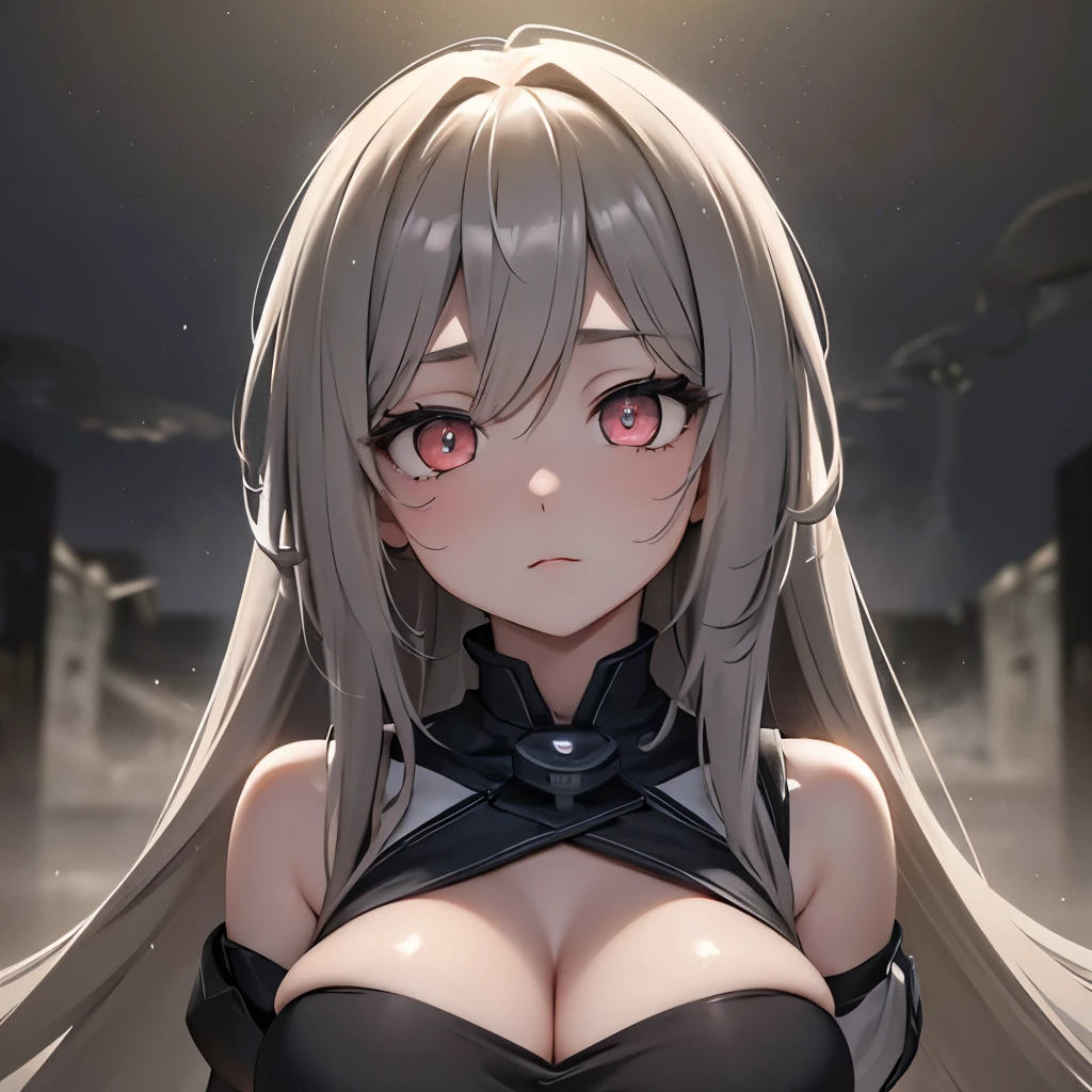 (masterpiece,best quality,ultra-detailed),1girl, large breast, glowing eyes,long hair,(((dust beauty girl))),beautiful and detailed face, detailed eyes,night,dust particles in the air,((grey theme)),((((dust theme)))),