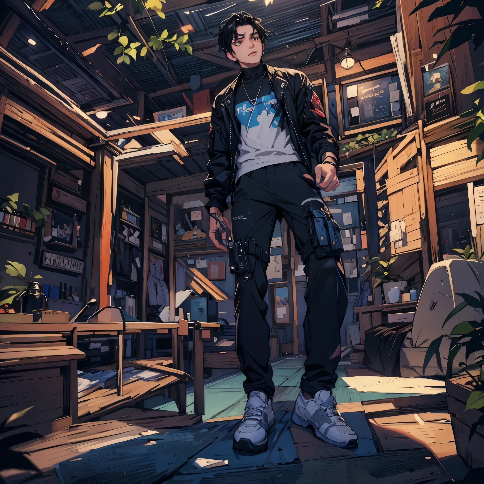 medium black hair guy, roupas casuais, charming expression, homem bonito, 4k, Full HD, alta qualidade