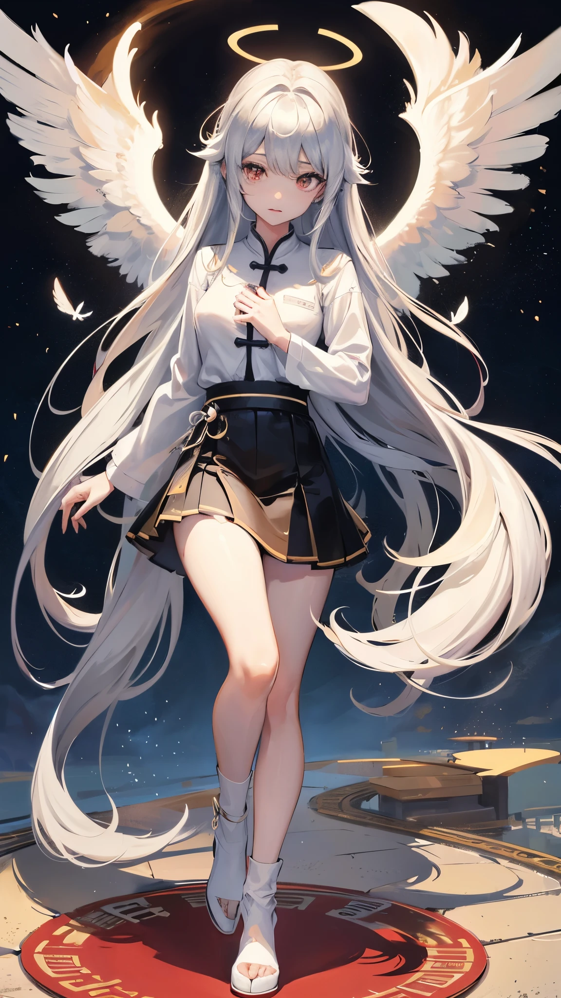 1 Girl,Spare chicken wings,Angel,Angel versus devil,Angel的wing,artist name,不對稱wing,鸟的wing,黑色的wing,Blood,Blood on clothes,蓝色的wing,棕色wing,cross,分離的wing,ayan nag,skirt,Energy wings,wing,feature,火焰wing,Full Body Love,發光的wing,Halo,Happy,Onishin Same,大wing,long hair,Low Wing,迷你wing,多彩的wing,Multiwing,Pegasus,粉色的wing,single wing,Solitary,Spread your wings,透明的wing,Very long hair,White skirt,White feather,白色wing,Wing arm,wing,