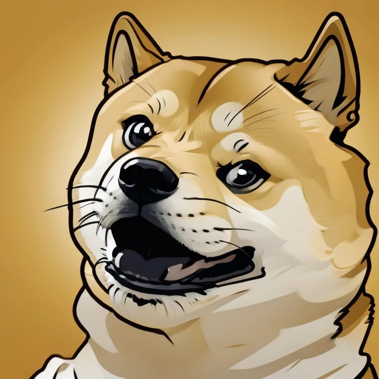 flat vector art meme for doge cheems, meme, funny, humor, gold background