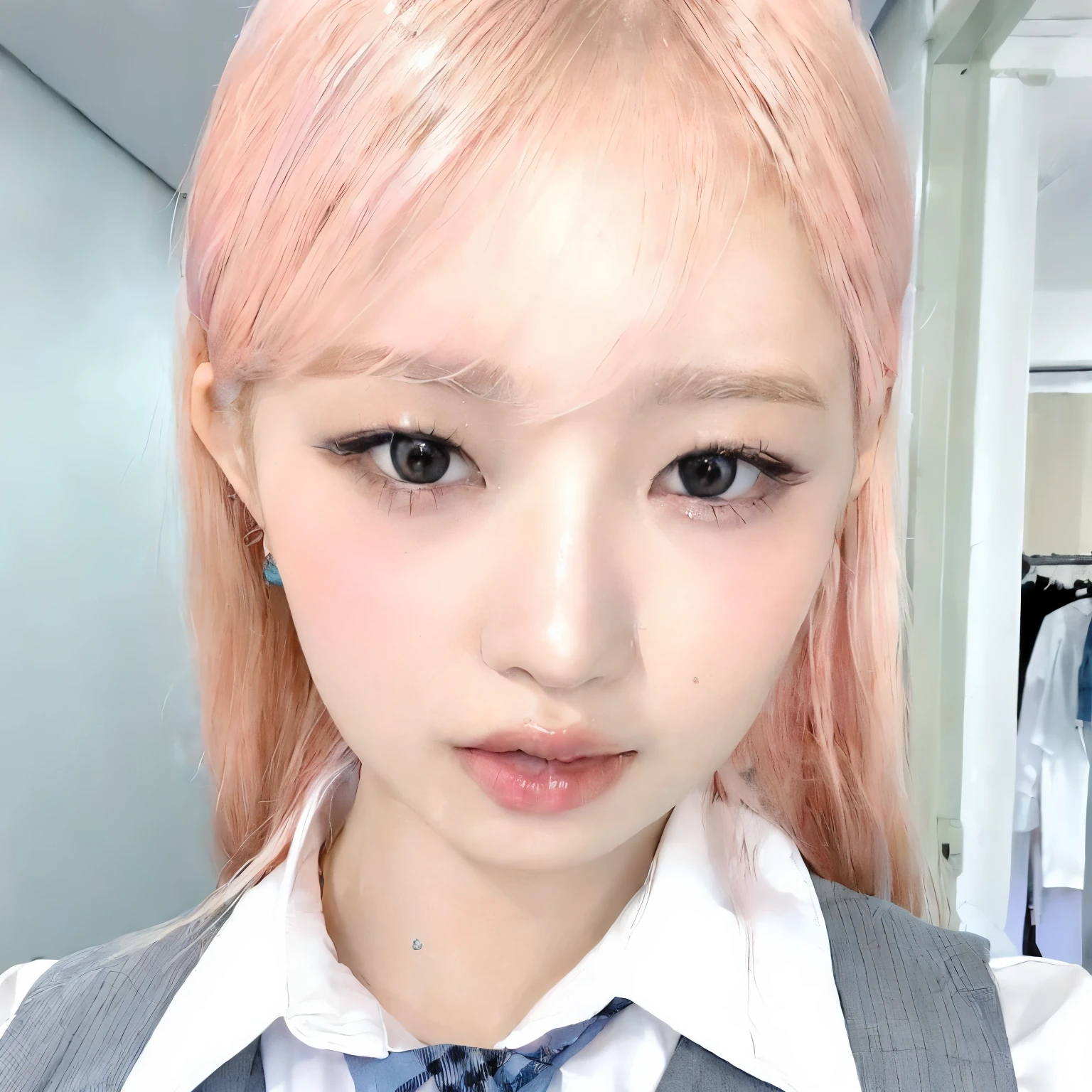 there is a woman with pink hair wearing a tie and a vest, lalisa manobal, roseanne park of blackpink, lalisa manoban of blackpink, jossi of blackpink, jaeyeon nam, ulzzang, pink twintail hair and cyan eyes, jinyoung shin, popular south korean makeup, portrait of jossi of blackpink, sun yunjoo