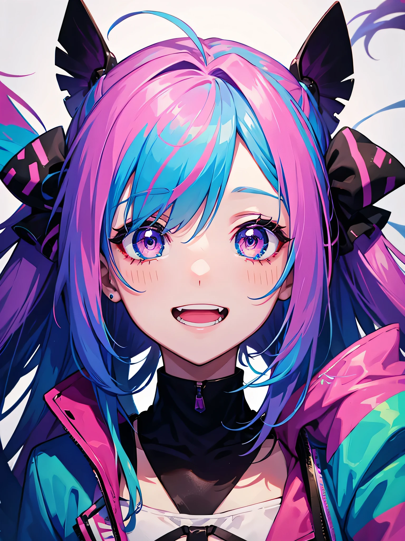 Graffiti Face, Colorful eyes, Open your mouth, Yandere Expression, smile, Looking at the audience, can'I can'I can'I can'I can't see my hands, pastel colour, thought, Get help、(Redhead)、short hair、Bob Hair、Clear Eyes、Expressionless、Angry face、Hair between the eyes、sing、Glare、((Get angry))、((whole body))