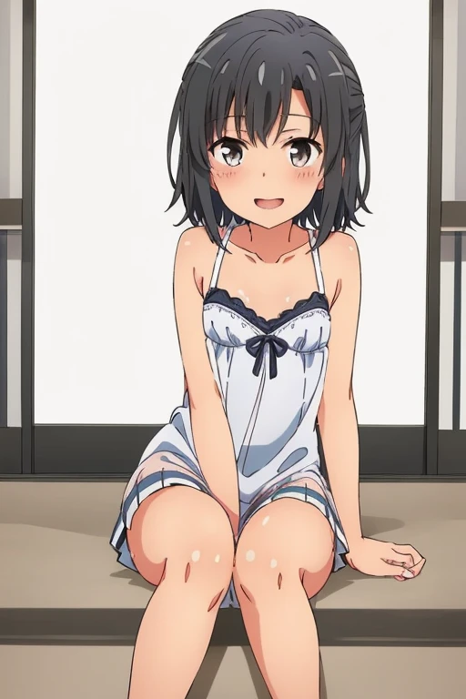 ((highest quality)), ((masterpiece)), (be familiar with), Perfect Face, indoor, Bedroom, Watching the audience,
One woman, Yuigahama Yui,
Open Mouth, Ecstatic expression, blush, smile,
Small breasts, Flat Chest, Young Girl, , , Girl,
Short Hair, Salmon-colored hair, Salmon-colored eyes, Side Pony,
Leg spread,