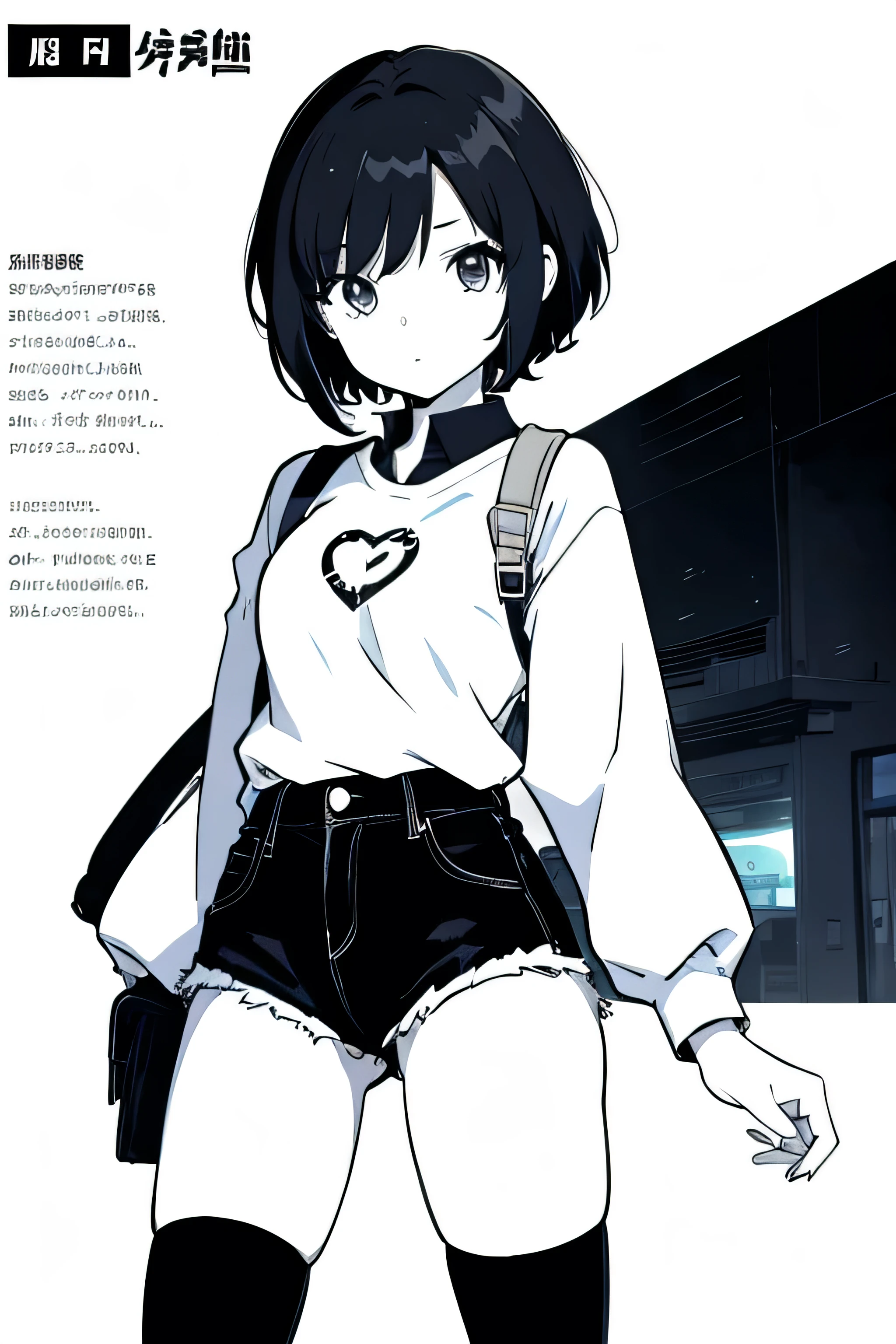 short hair anime girl webtoon design no background no color
