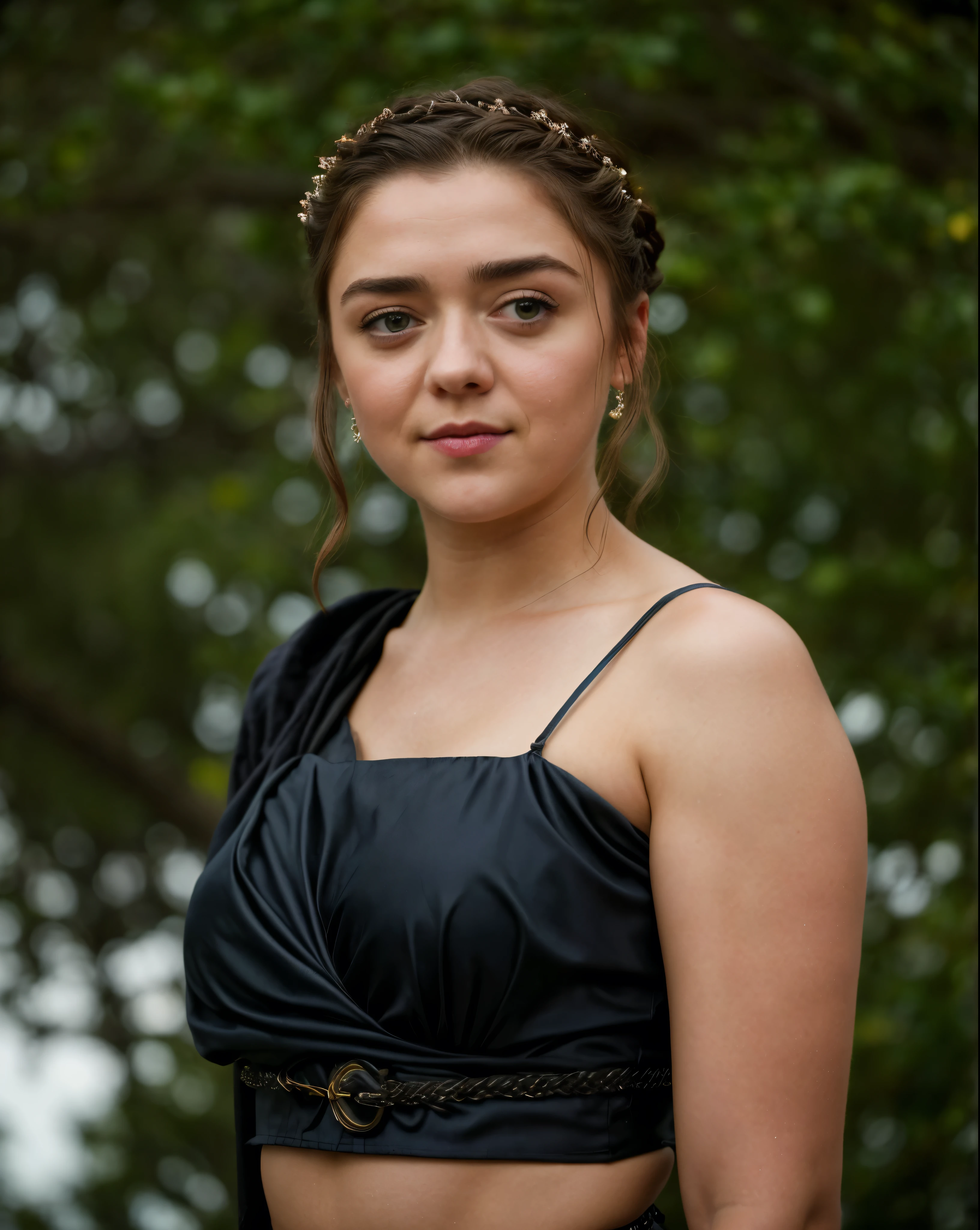 Foto RAW, Arya Stark, Stunning Beauty, Ravishing, Enchantress, Extremely gorgeous lady, Arya Stark PLAYED BY MAISIE WILLIAMS, Queen Arya Stark, she  a mature woman now, milf, sexy mediaeval battle dress, gladiator woman, body, 40 years old Woman, Roman slave dress, cotton dress, busty mediaeval costumes, body revealing costumes, perky breast, big natural breast, erotic costumes, lusty physique, seductive figure can capture every people's attention, Game of thrones costumes, revealing captivating figure, Mediaeval costumes, revealing clothes, A tomboy, she would rather fence than dance, warrior queen , game of thrones screen caps, Game of Thrones Series, (pele altamente detalhada: 1.2), 8k UHD, DSLR, soft-lighting, alta qualidade, grain of film, Fujifilm XT3, flawless picture, highly detailed, detailed Beauty, intricate, 32k, sharp picture,