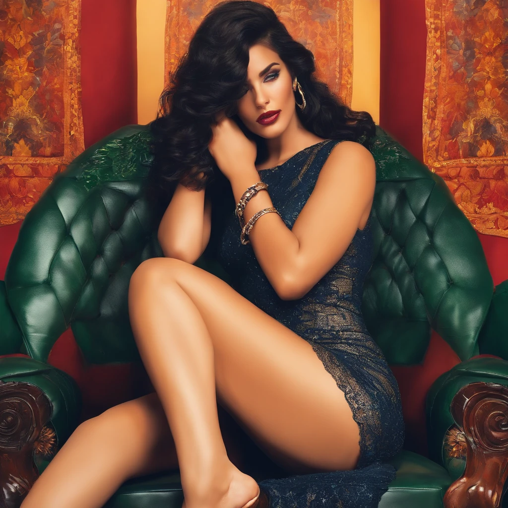 Perfeita,mulher sentada nua com as penas abertas(cadeira branca