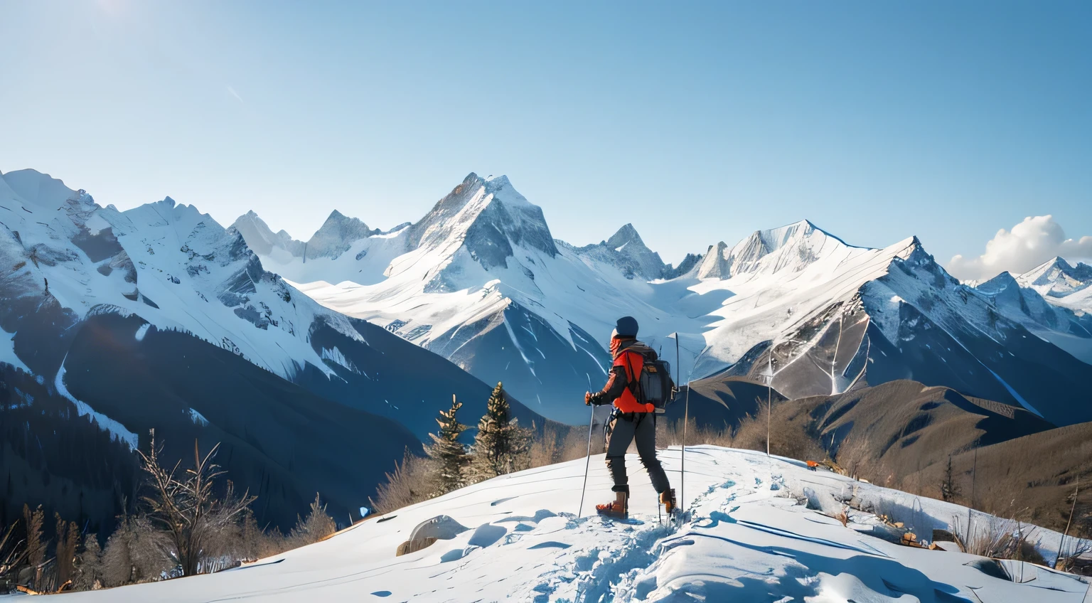 Character position:Place the climber in the center of the frame or slightly to the side,Make them the focus of the picture。
Dynamic poses:Depicting a climber wielding a trekking pole、Walking posture,Highlights his energy and determination in outdoor hiking and mountaineering。
facial expression:Detailed depiction of the climber’s facial expression,Demonstrate their commitment and excitement for mountaineering activities。
The use of trekking poles:Will climbers hold advanced trekking poles,Highlight its importance and practicality in outdoor hiking and mountaineering。
Natural Environment:Place climbers in a natural environment,Like a mountain forest、Yamakawa et al.,Highlight the environmental characteristics of outdoor hiking。