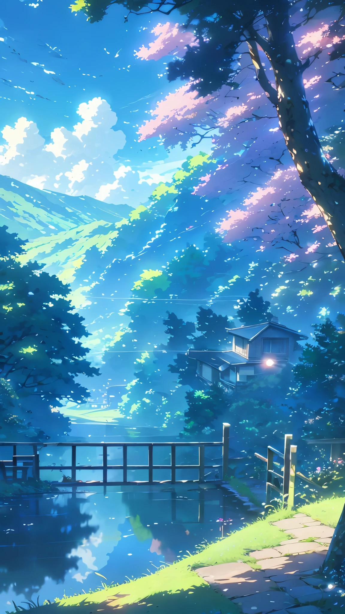 
Prompt:

Create a high-resolution anime wallpaper suitable for an iPhone, capturing a serene and picturesque landscape. The scene should depict a lone character sitting on a grassy hill, gazing into a lush, verdant valley surrounded by dense, vibrant green trees. The sky should be a clear, bright blue, adorned with beautifully detailed, fluffy white clouds. The lighting should evoke a sense of peace and tranquility, suggesting a warm, sunny day.

The composition should include:

A lone character sitting under a large, leafy tree, adding a sense of solitude and contemplation
A lush, green landscape with rolling hills and dense foliage
A vibrant, clear blue sky with puffy white clouds
Soft, natural lighting to create an atmospheric and serene effect
Detailed greenery with flowers and leaves gently swaying in the breeze
Key Elements:

Anime landscape wallpaper
Anime nature scenery
Serene and peaceful atmosphere
Puffy clouds in a bright blue sky
Detailed greenery and foliage
A sense of solitude and contemplation