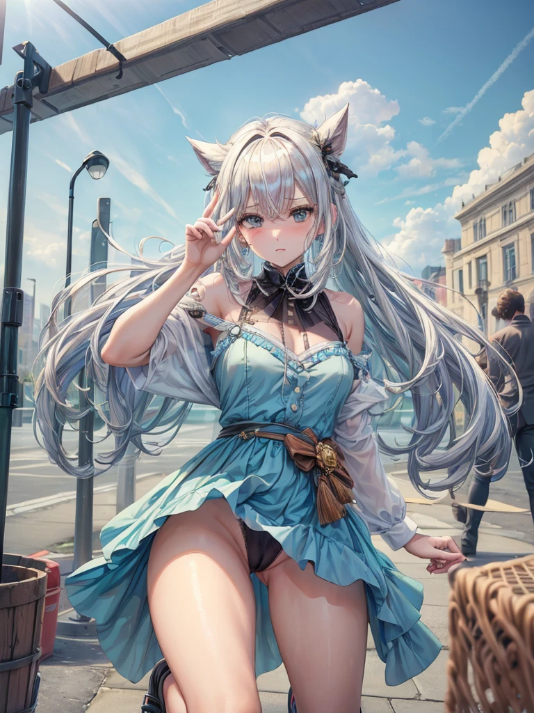 ((((Best Quality, 8K, 32K, masterpiece, 1.2)))),{{solo}},nsfw,{{{Artist: Torino Aqua's style}}},((perfect beautiful face:1.2)), slender body, ((A man is holding up her legs, spreading legs:1.2)), ((peeing, leaking pee from pussy:1.2)), high quality of vagina, vivid pussy, ((a lot of public hairs:1.4)), embarrassed, blush,