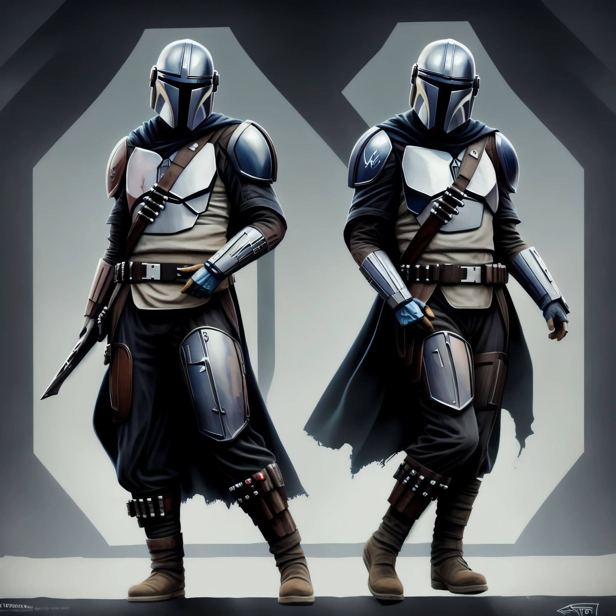 StarWMandalorian, 2boy, solo, no face, helmet