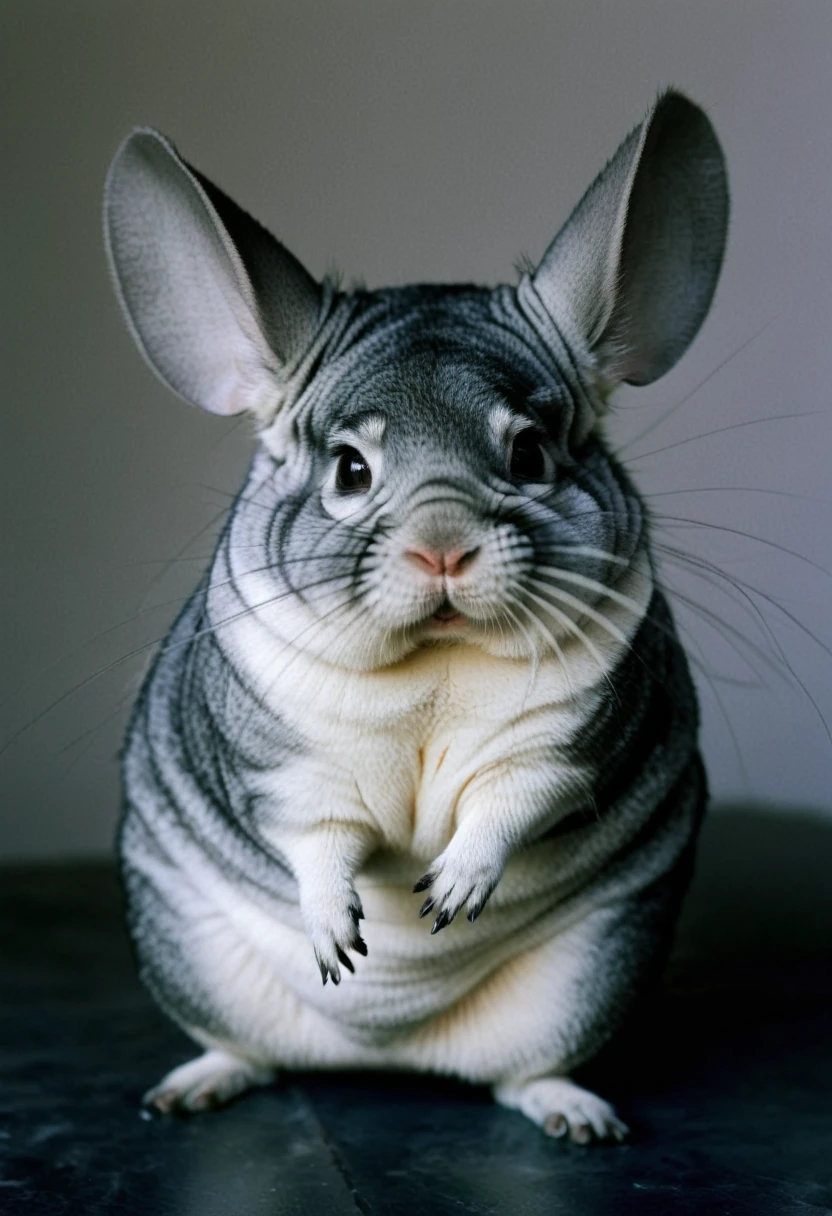 Viviane Sassen,Photography,A gray chinchilla,cute,portrait,RAW,Black and White
