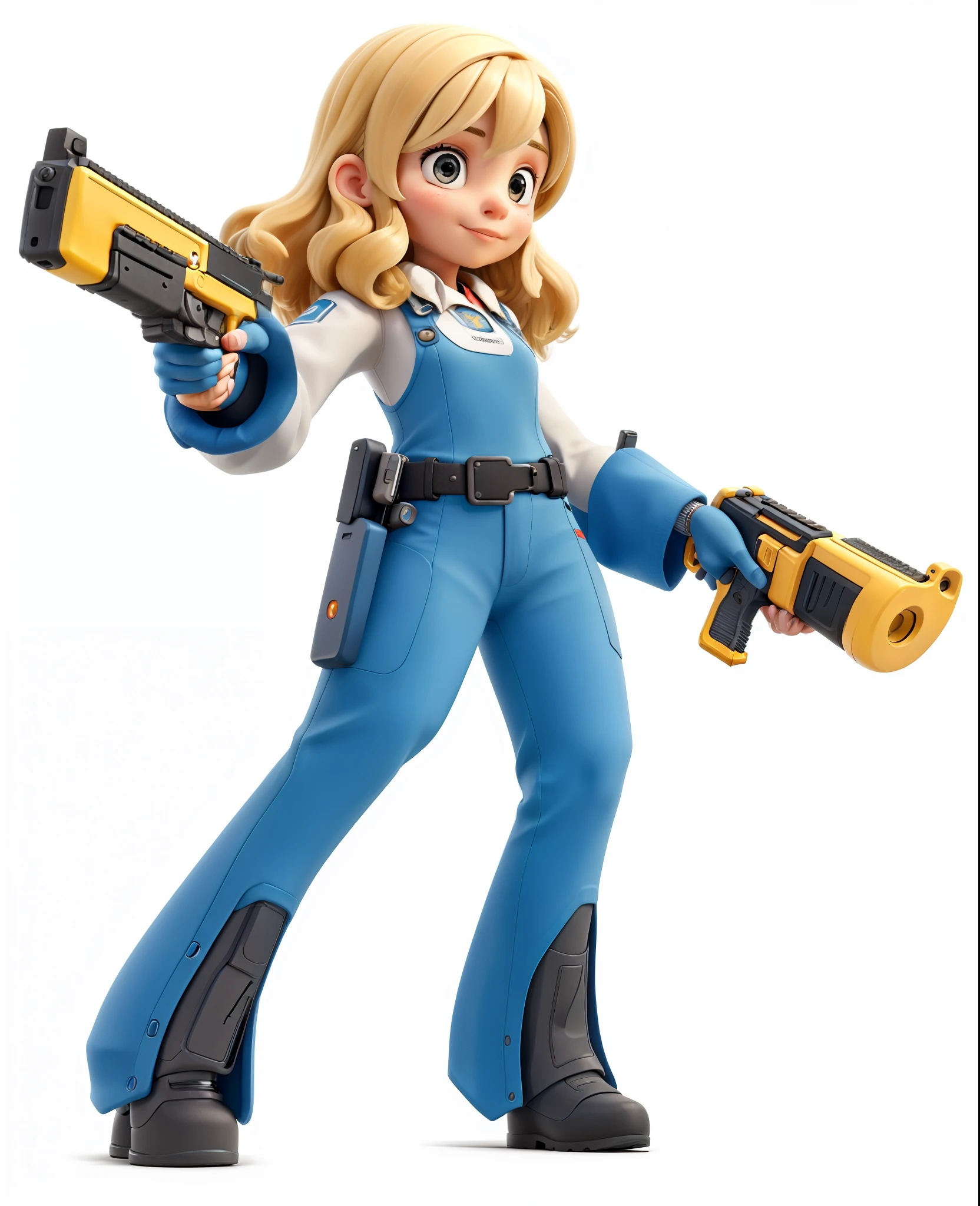 One girl，Future technology，Holding a pistol，Detailed hand details，