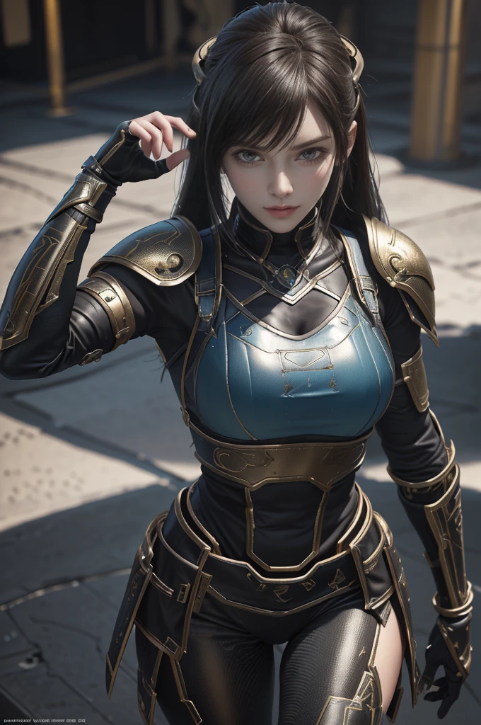 Game Art，Best picture quality，Maximum resolution，8K，(A bust photo)，(portrait:1.5)，(Head close-up)，(Rule of Thirds)，Unreal Engine 5 rendering works， (Future女孩)，(Female Warrior)， 
20-year-old girl，Eyes full of details，(Large Breasts)，Elegant and noble，indifferent，brave，
(A futuristic combat suit that combines the characteristics of ancient armor，Rune of Light，Rich in details、Metallic combat accessories)，Future，Cyberpunk Characters，

Photo poses，Simple background，light，Ray tracing，Game CG，((3D Unreal Engine))，oc rendering reflection pattern
