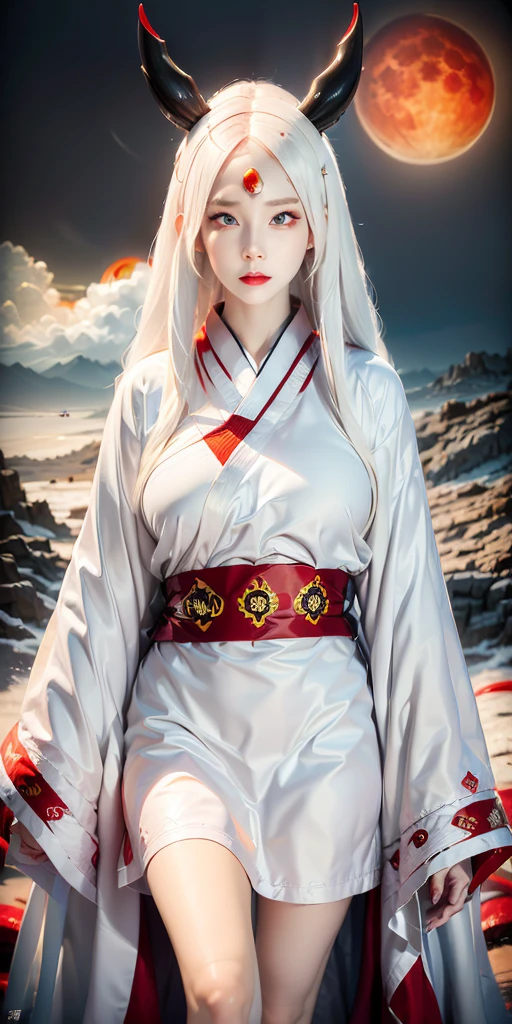 Facial lighting,Bright backlight,Ultra-high resolution,best quality,photo,4k,(Practical:1.2),huiye,1 Girl,(kimono:1.1),(The Third Eye:1.3),trumpet,(Pale skin:1.5),(white hair:1.2),long hair,(night:1.2),
(Red Moon:1.4),