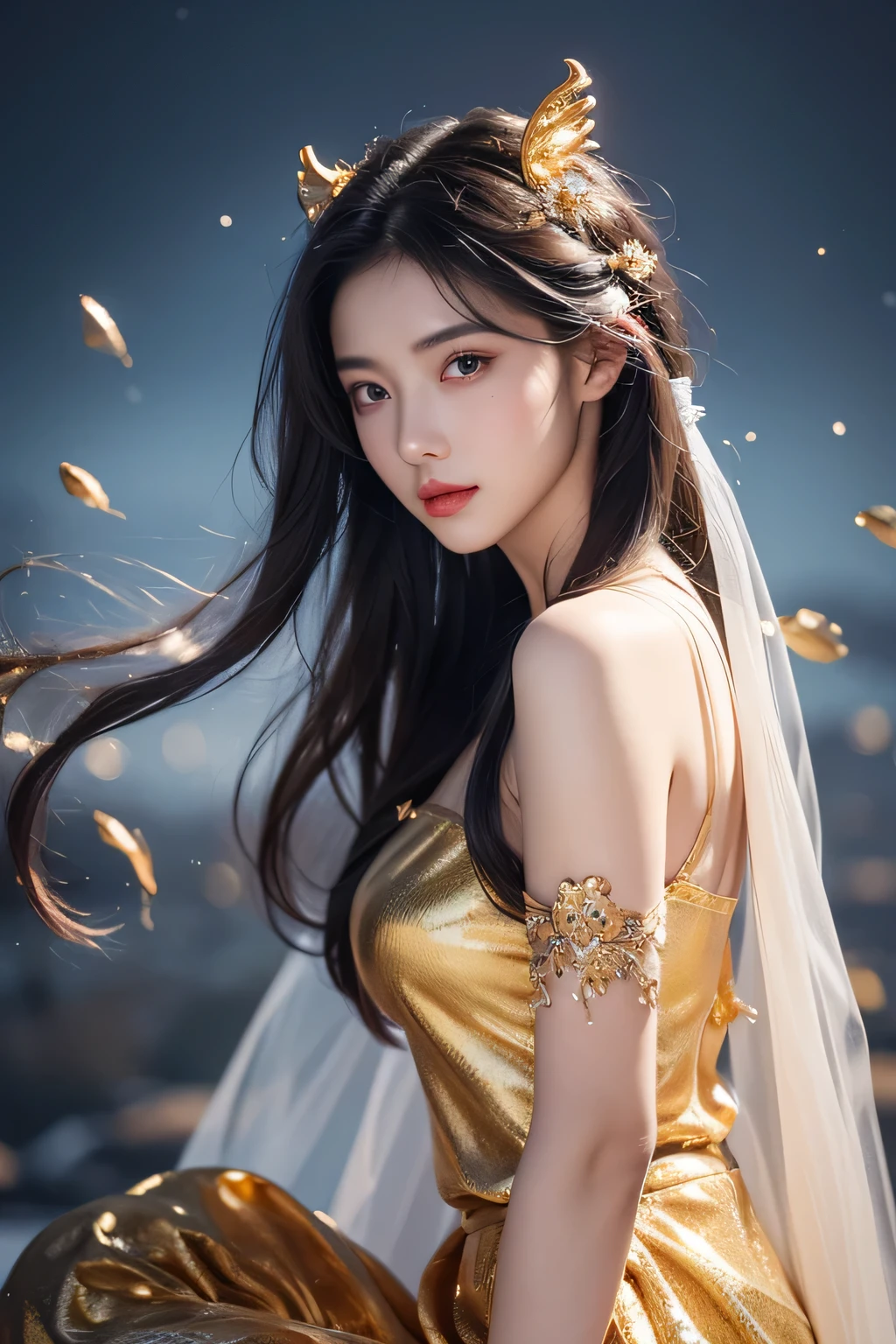 High-quality work,Realistic works,Super premium graphics,8K HD CG works,high quality graphics,High-definition and exquisite CG works,10x pixels,Ultra-fine details:1.1,Advanced technical details:1.1Realistic photo effects,Interior lighting effects:1.5,natural soft light:1.5. Light effect(Virtual light effects:1.8),Ultra-high resolution,shining dress,sliver long hair,silber hair,transparenthair,high detailed hair(Quality hair details:1.1)Clear eyes,Double eyelids look good,Sharp eye makeup, Create exquisite eyelash makeup, tthin eyebrows, Ultra-detailed eyes,a tall nose, lovely red lips, rosey cheeks, With delicate makeup on her face , pretty face, The face shape is perfectly proportioned,(Advanced facial details:1.1) Flying Deer Antlers Nine Tails Light Blue Heavenly Master Flame Long Haired Fox Star,novel,Torch Night Black Gold Orange Snake Print Silk Trousers,Rouge Diamond Tulle Sheer Lizard Print,Fat girl flying in space in the snow 1:900 miniatures,Front view,pure transparency,put on boxing gloves,Wear gold-framed reflective sunglasses,Panoramic super wide angle,very happy,Authentic and delicate texture,Strong visual impact,Super detailed,dream girl,delicate face型,beautiful eyes,Hair floating in the air, Cherry style,Zhou Xiaotong,crystal clear,Good sense of perspective,Light and shadow effects,16K smooth,surface reflected light,flowing black hair,Water Goddess 32K,complicated,grace,Very detailed,magnificent,digital photography,Autumn Cowboy Shooting,Surrealism,broken ruby,defeat magic,Water magic entanglement,(masterpiece,movie lighting,beautiful eyes:1.2),high dynamic range,void 5 energy storm,(china 1 girl,black eyes:1.5),rouge skin,glowing skin,(sit on stone:1.5),delicate face,black hair,Put on gorgeous golden armor,take off shoulders,,short skirt,beautiful golden armor,it'It's raining,beautiful big breasts,looking at the audience,Turn your back to the camera,masterpi ,Women's artwork,Dress full body video,Reality,Amazing Cleavage,My eyes are very bright today