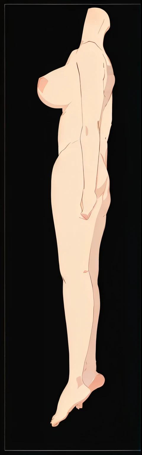 side view, female body, anime, naked, anime style